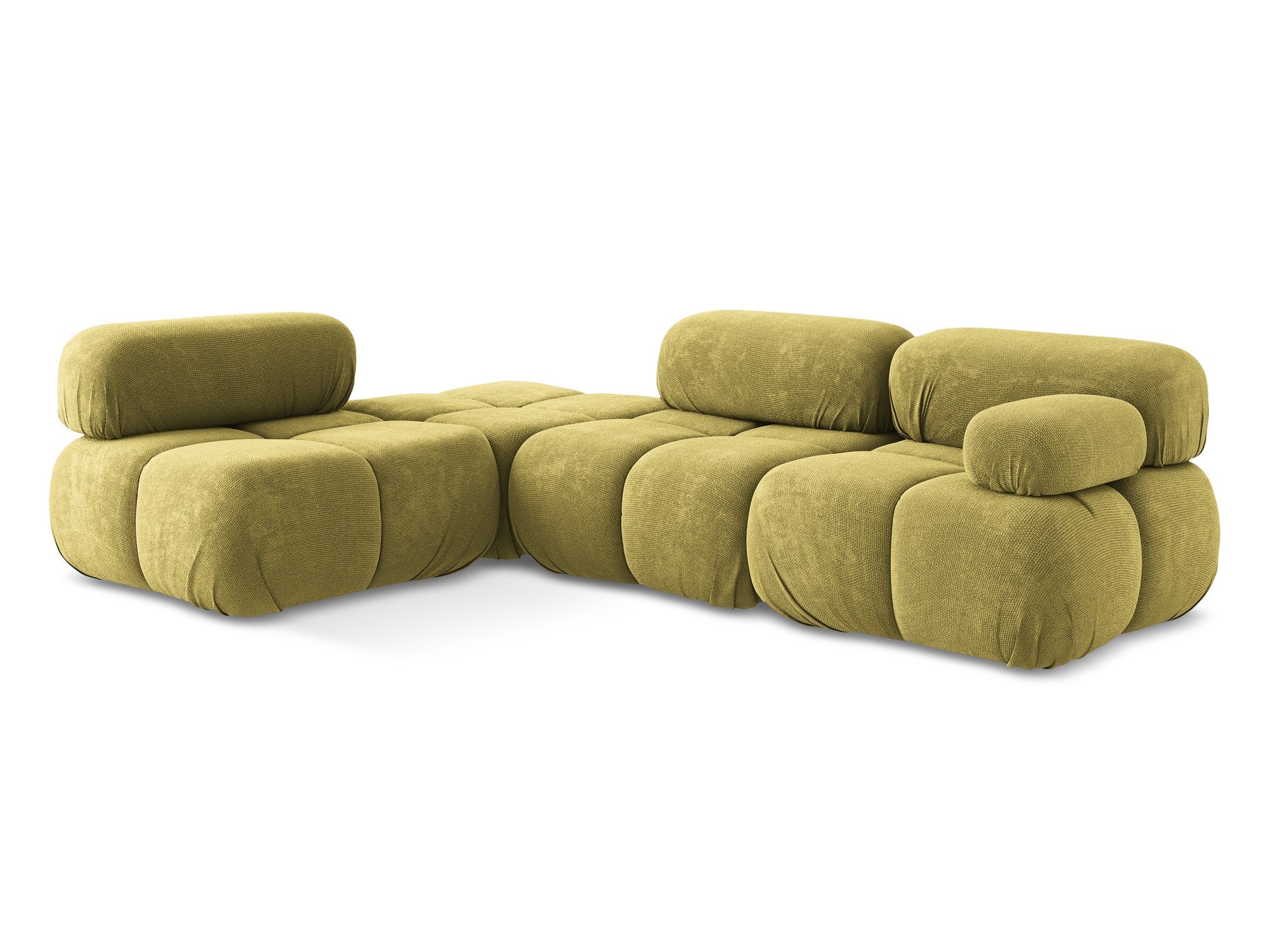 Left-sided modular corner sofa LOKUA in lime chenille
