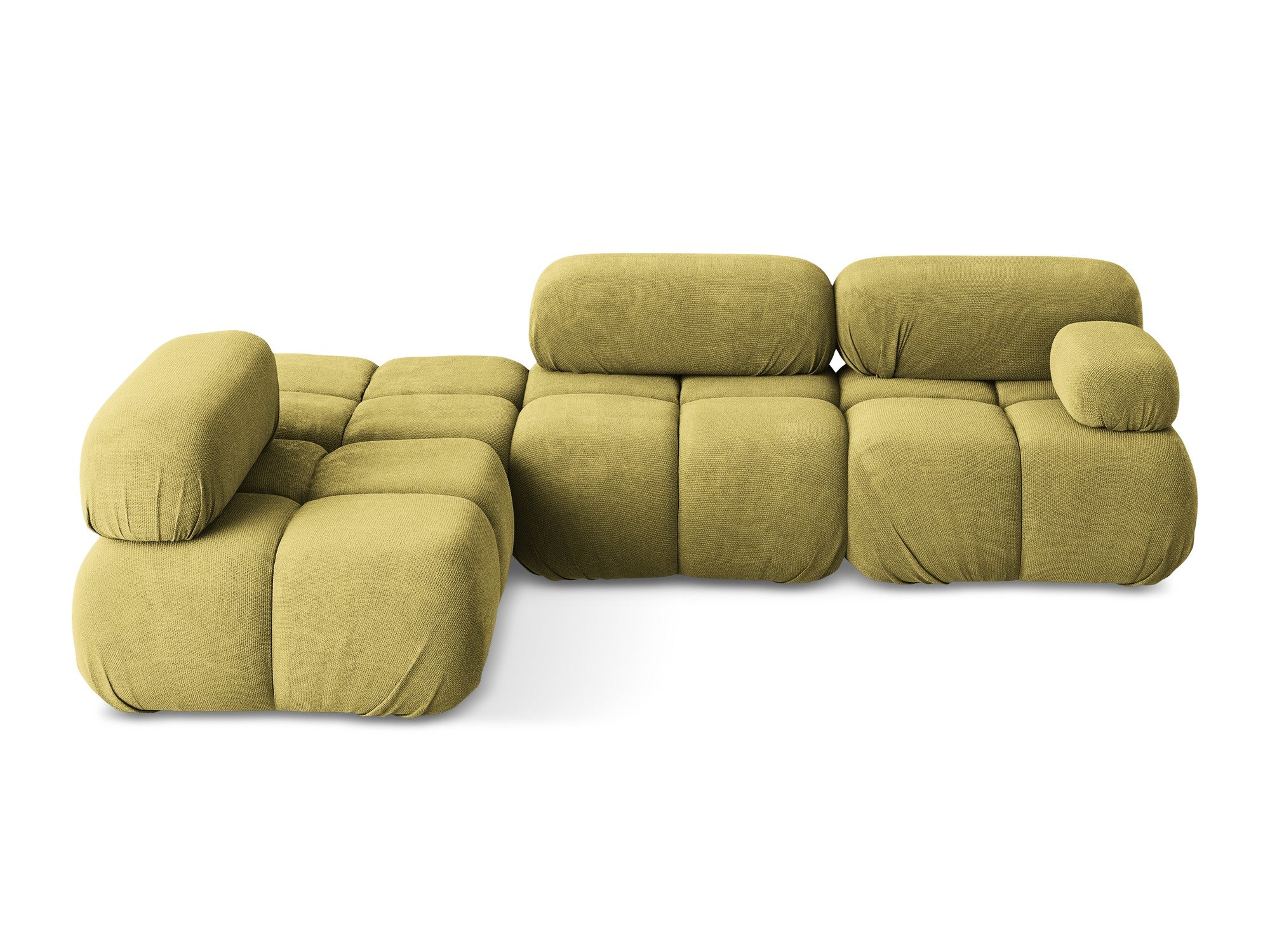 Left-sided modular corner sofa LOKUA in lime chenille