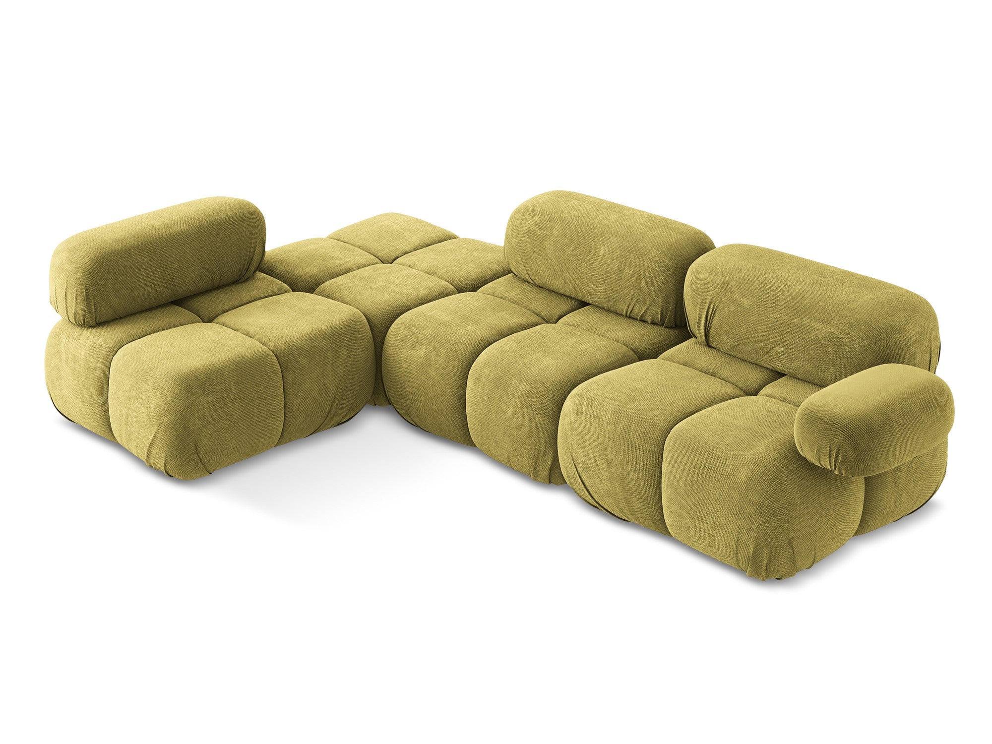 Left-sided modular corner sofa LOKUA in lime chenille
