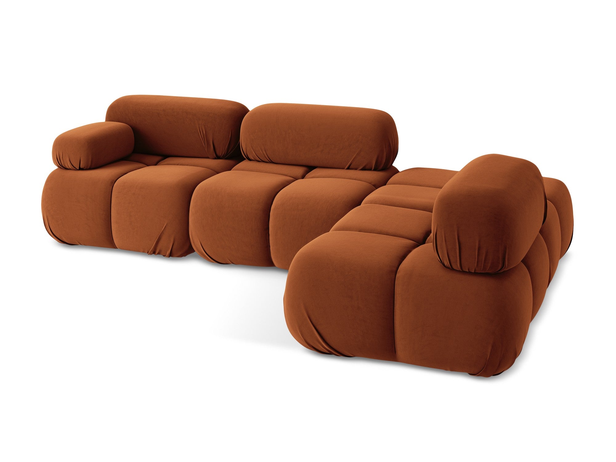 Modularer Samt-Ecksofa rechts LOKUA Terrakotta