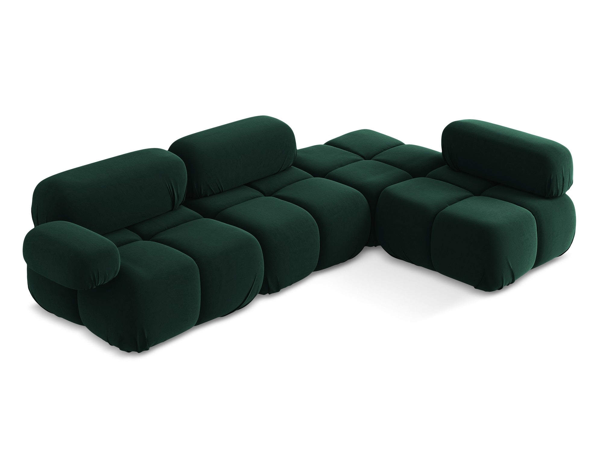 Velvet modular corner sofa right-sided LOKUA bottle green