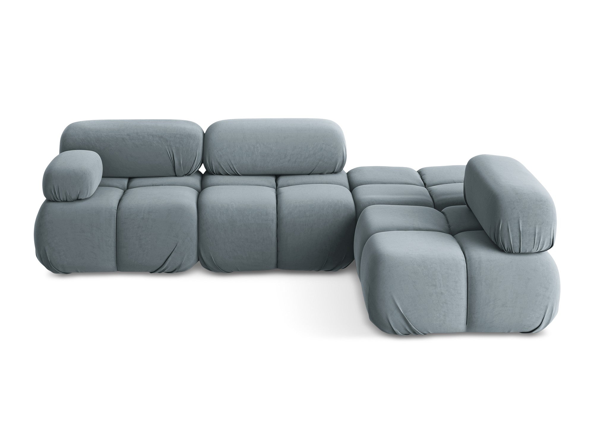 Modularer Samt-Ecksofa rechts LOKUA hellblau