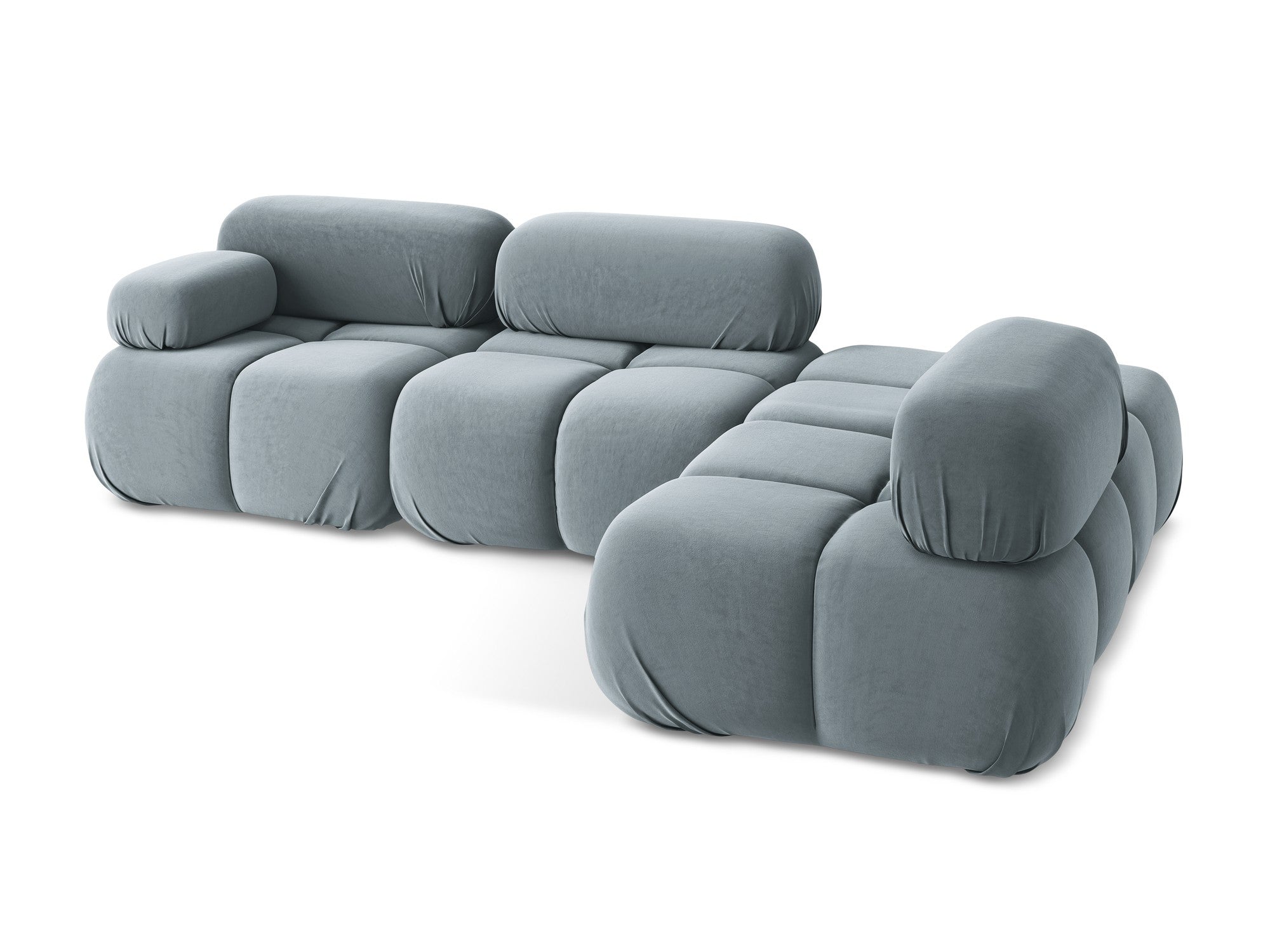 Modularer Samt-Ecksofa rechts LOKUA hellblau