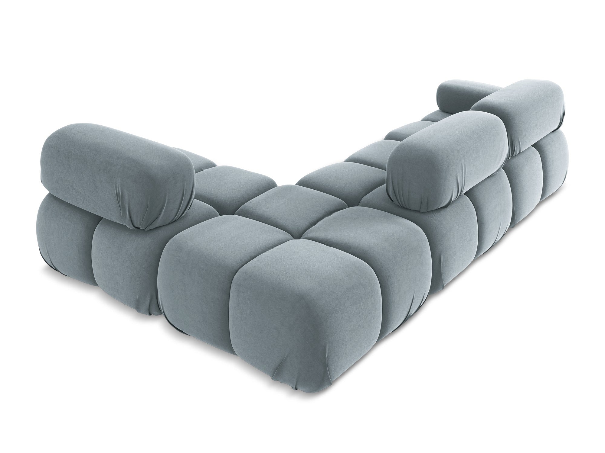 Modularer Samt-Ecksofa rechts LOKUA hellblau