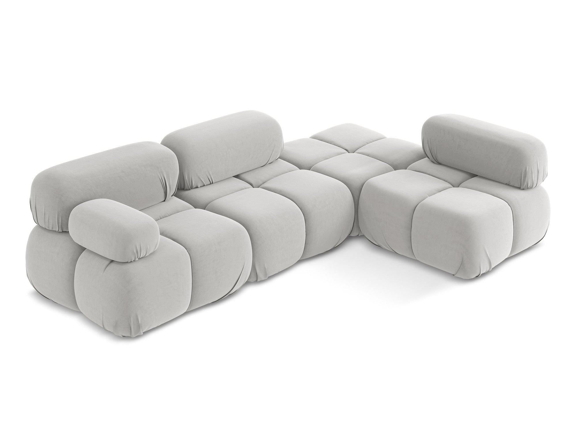Silver right-sided velvet modular corner sofa LOKUA