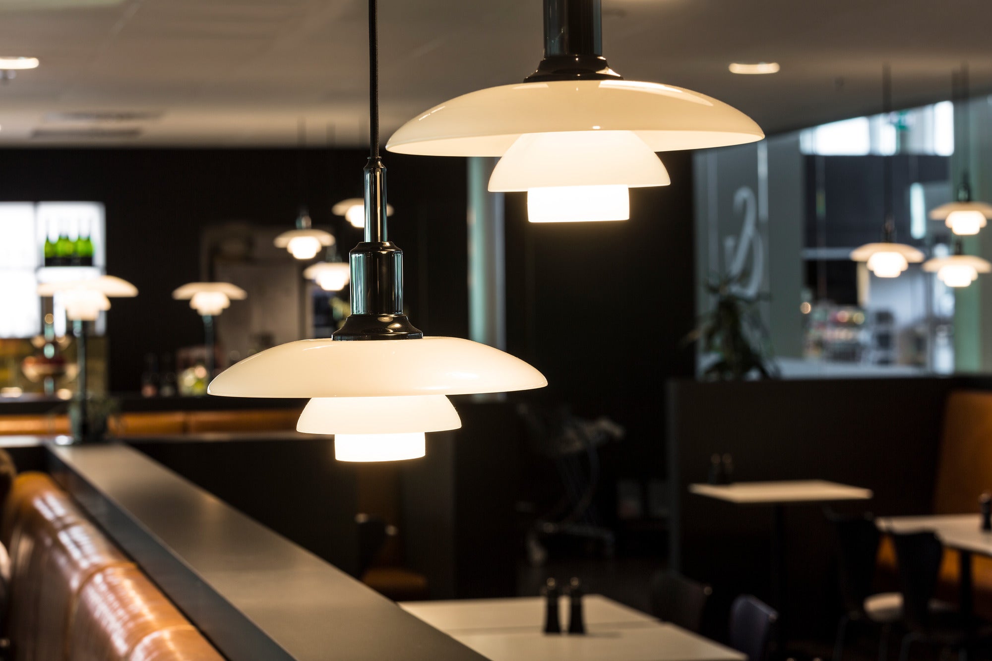 PH 3/2 Pendant Lamp in White with Black Finish