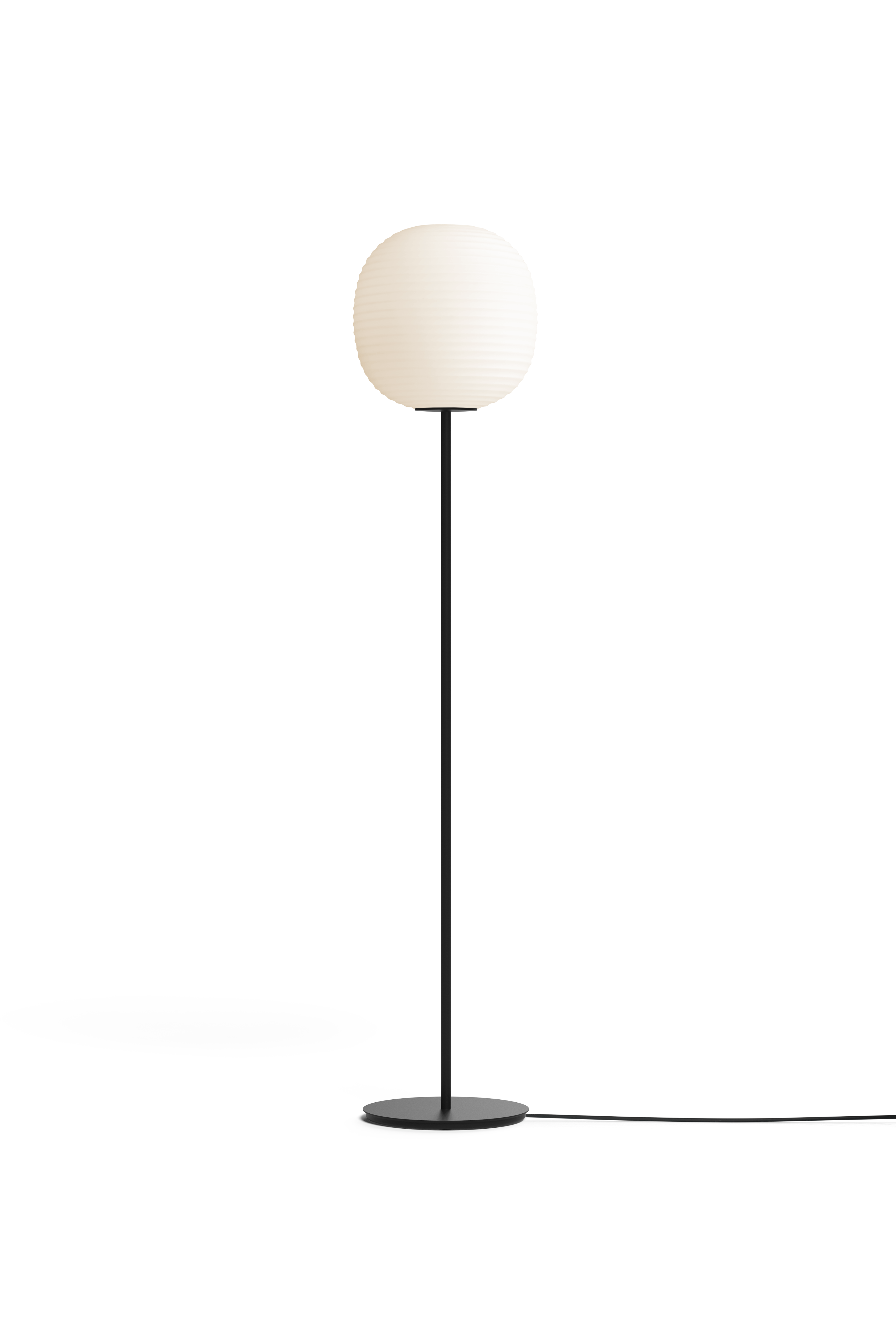 Lantern white floor lamp with a black base