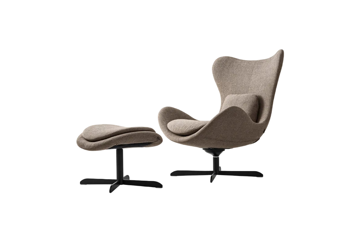 Drehstuhl LAZY gepolstert mit schwarzem Metallgestell