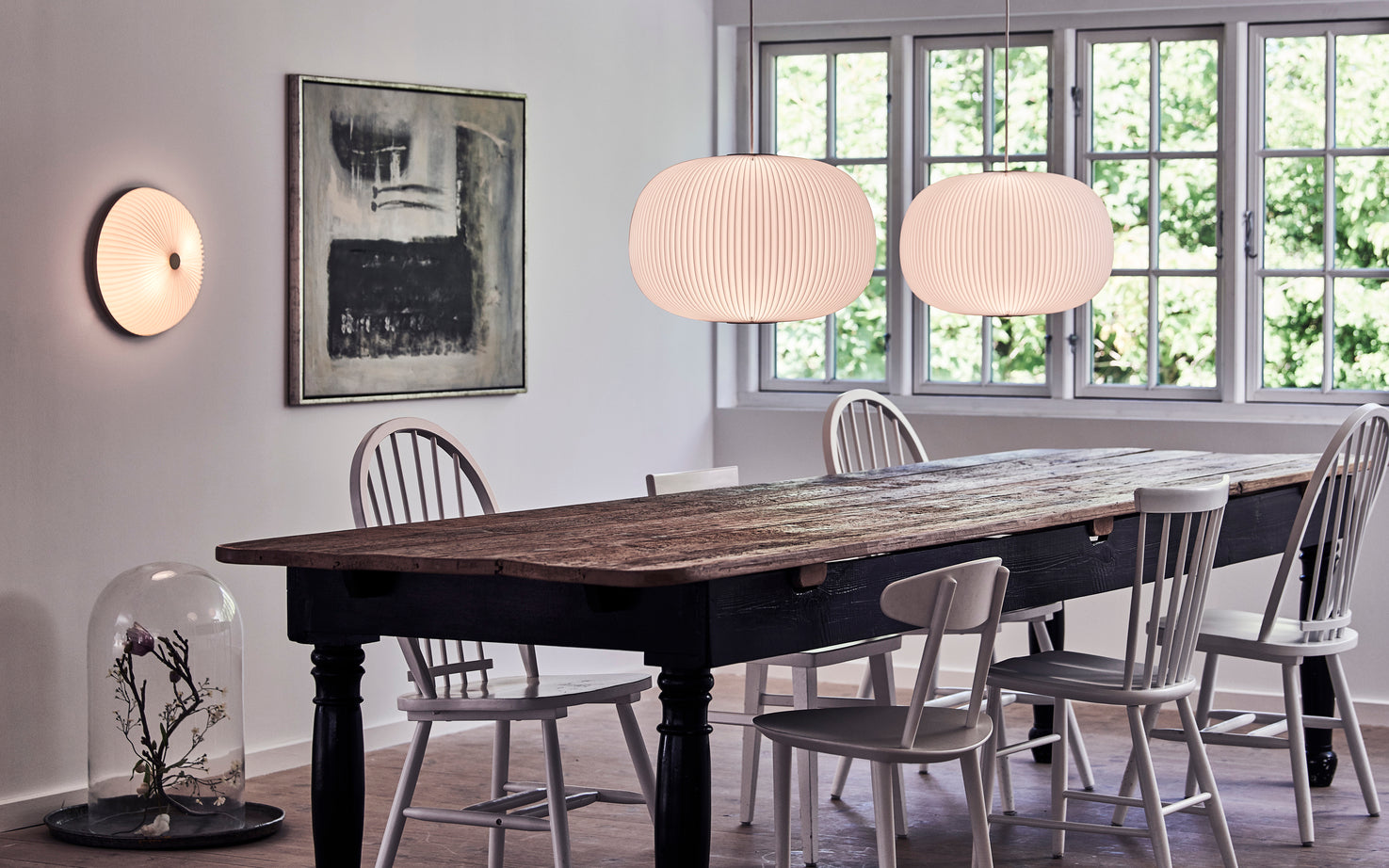 Pendelleuchte MODELL 132 LAMELLA 1 weiß mit schwarzem Finish