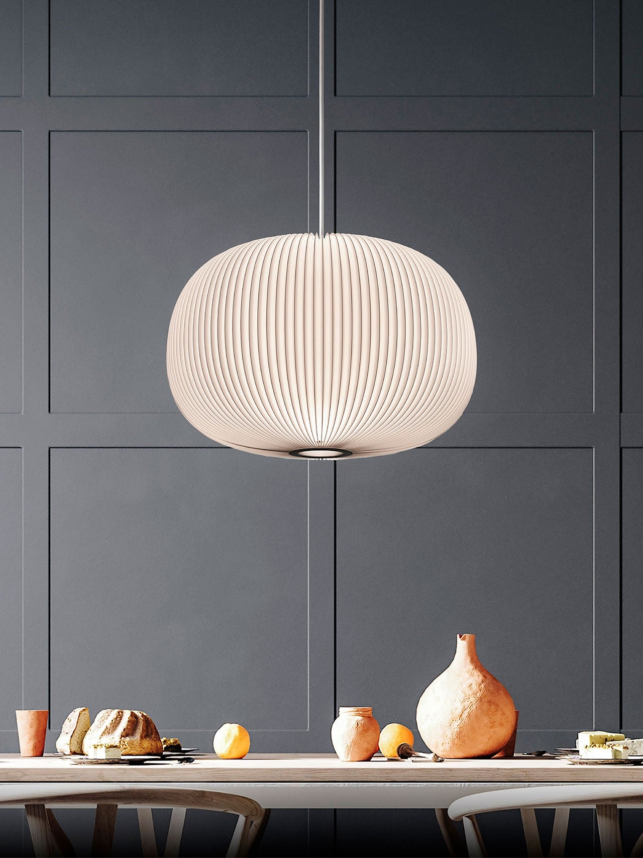 Pendelleuchte MODELL 132 LAMELLA 1 weiß mit schwarzem Finish