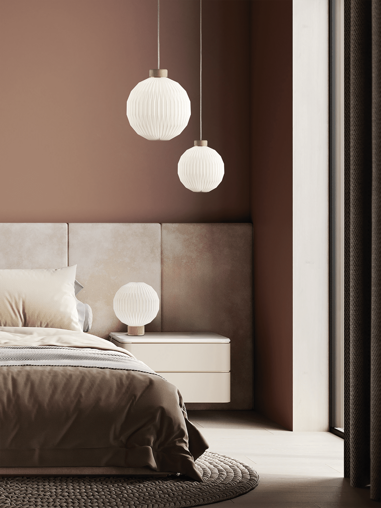 Tischlampe MODELL 375 weiß mit heller Eichenbasis