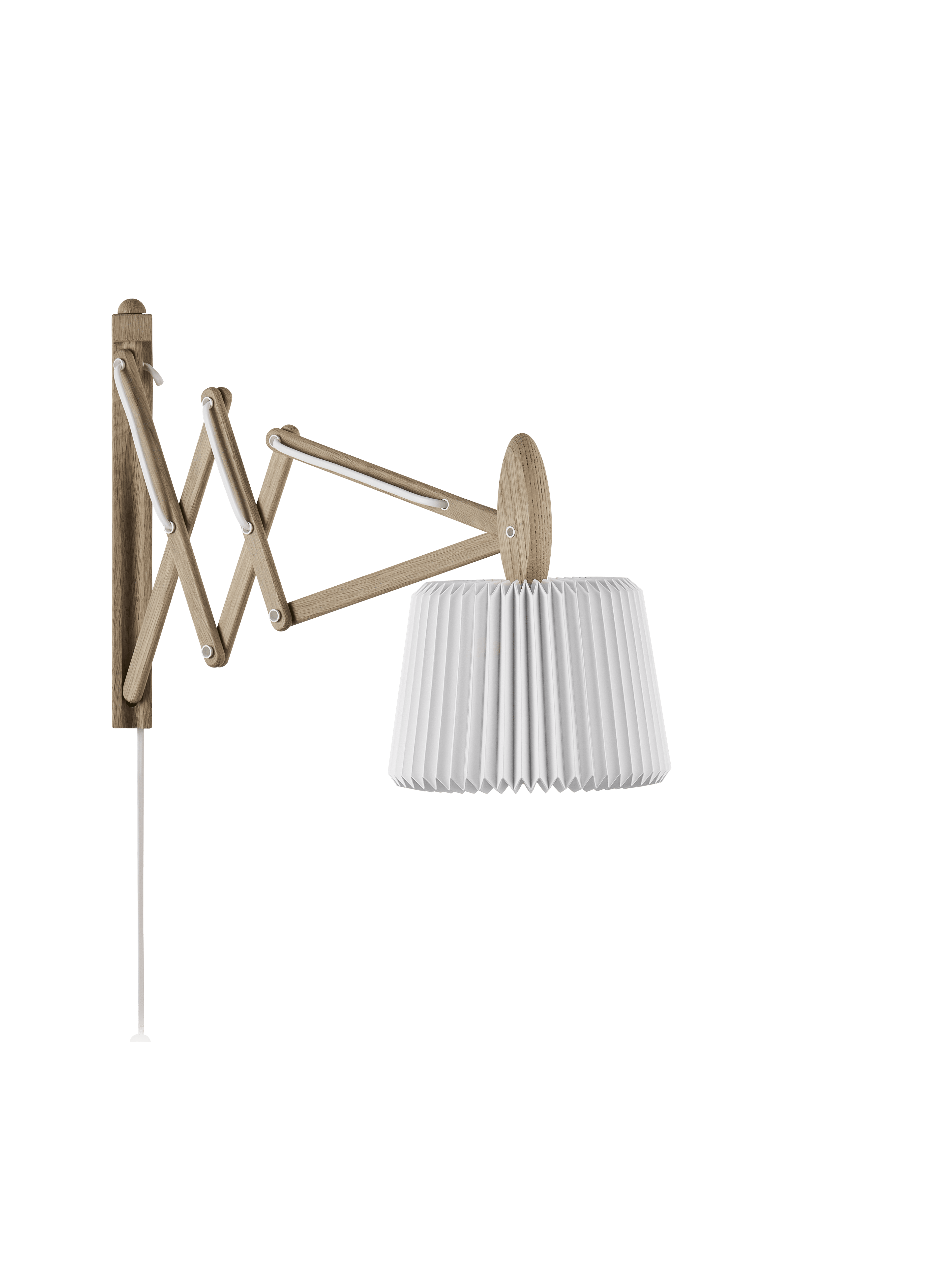 Wandleuchte MODELL 233 120 SAX weiß mit heller Eichenbasis