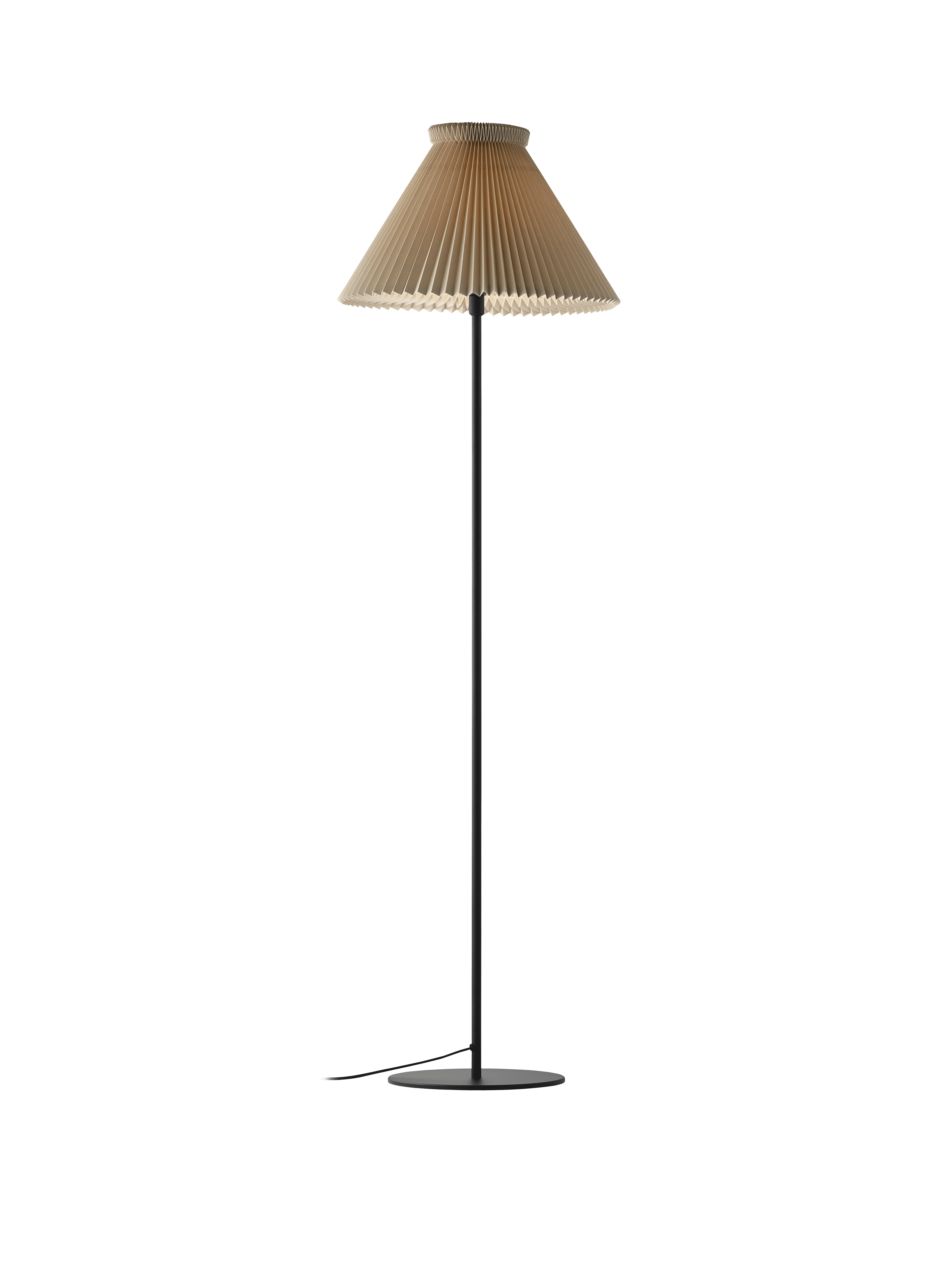 Stehlampe MODELL 334 in butterbeigem Farbton mit schwarzem Fuß