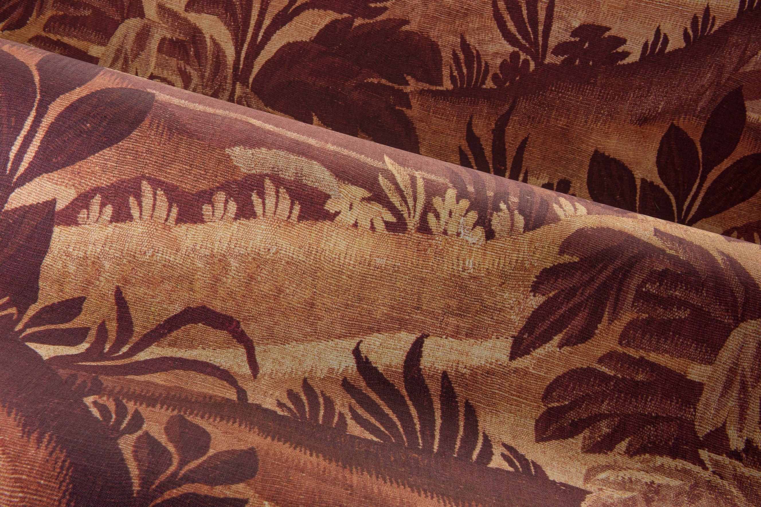 Textile wallpaper with a plant motif COLLINES brown with beige