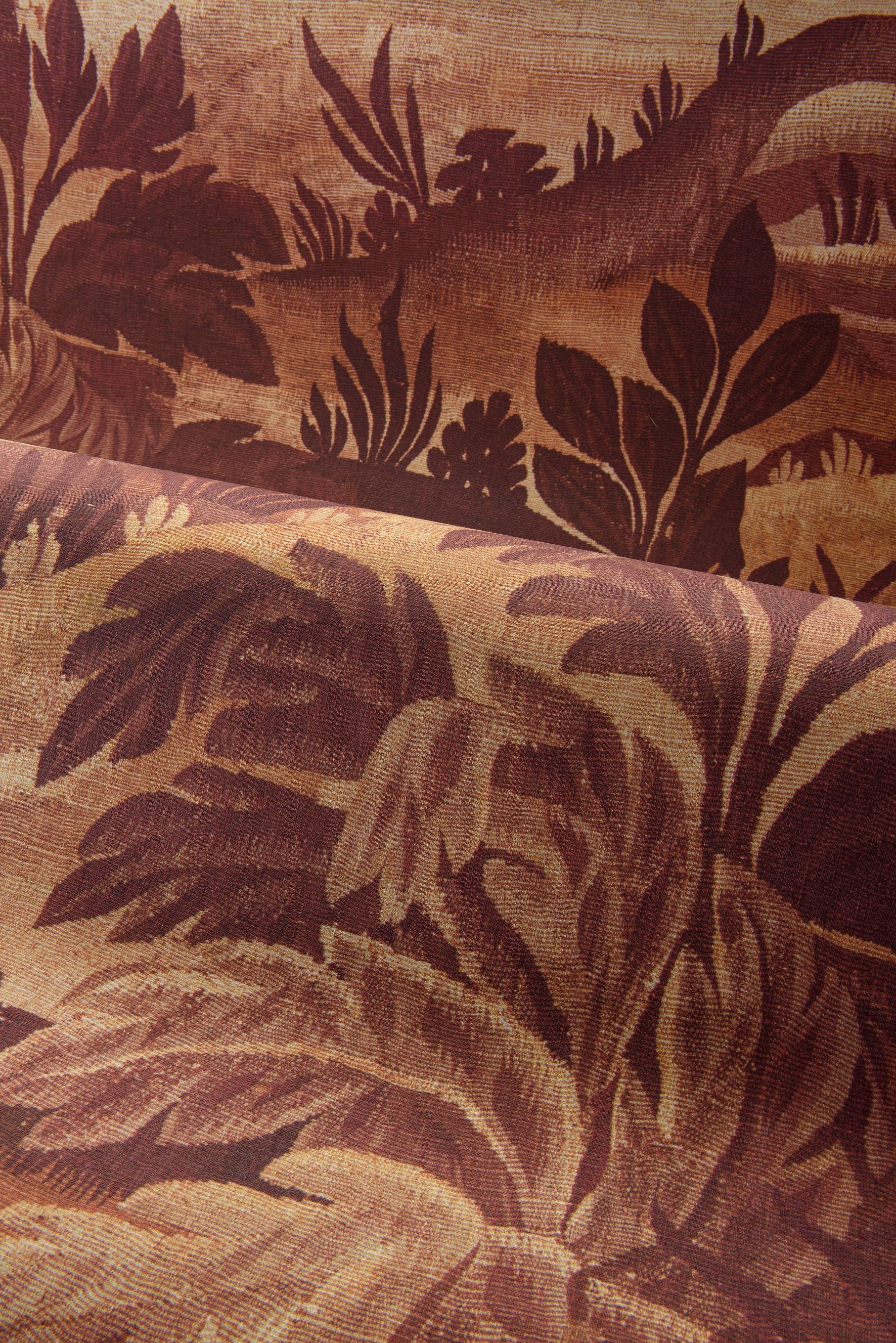 Textile wallpaper with a plant motif COLLINES brown with beige