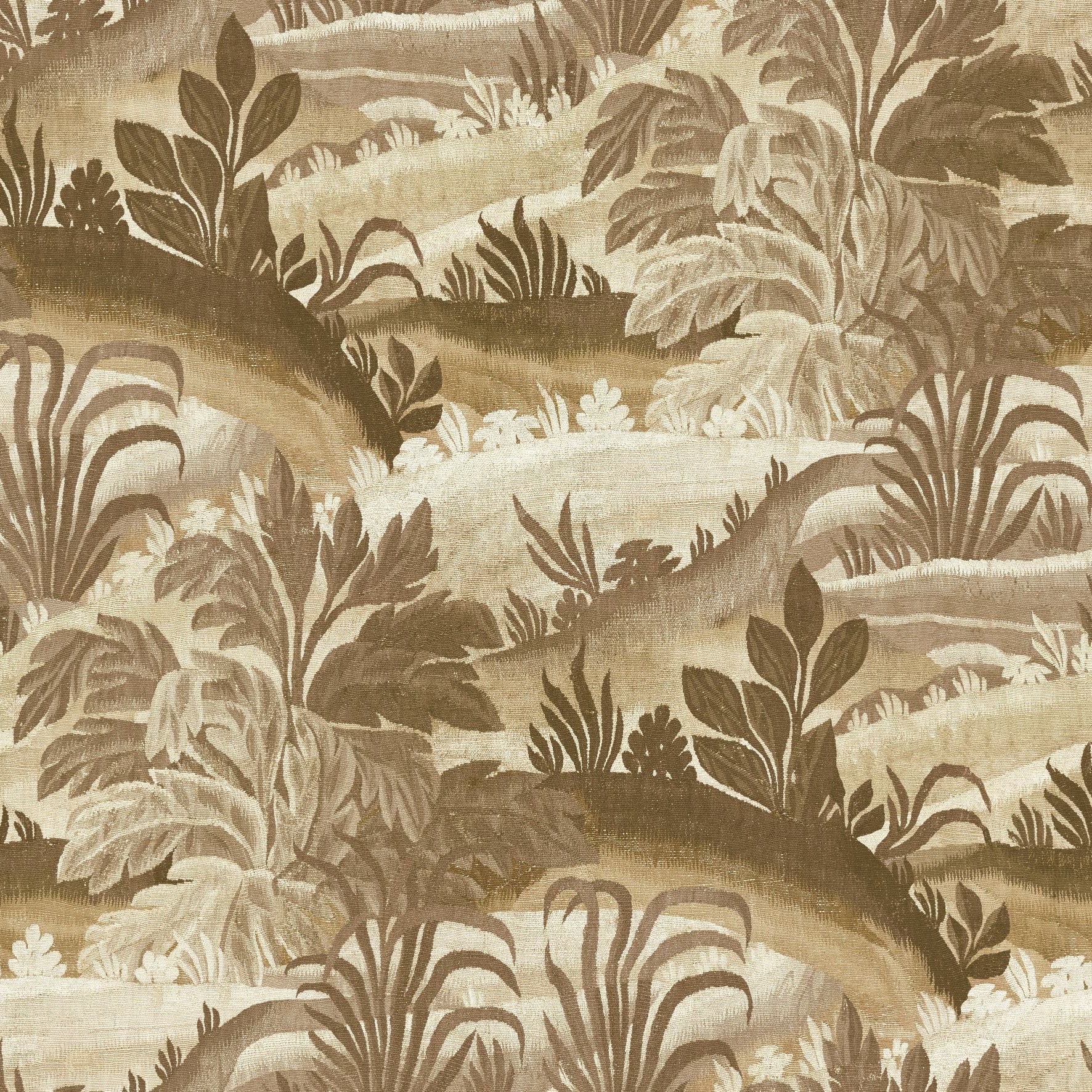 Textile wallpaper with a plant motif COLLINES brown with beige