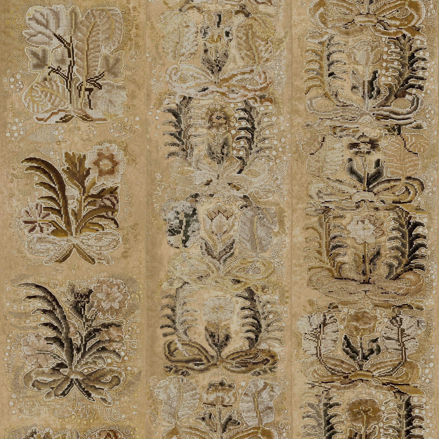 Textil-Tapete mit Pflanzenmotiv ORNAMENT beige