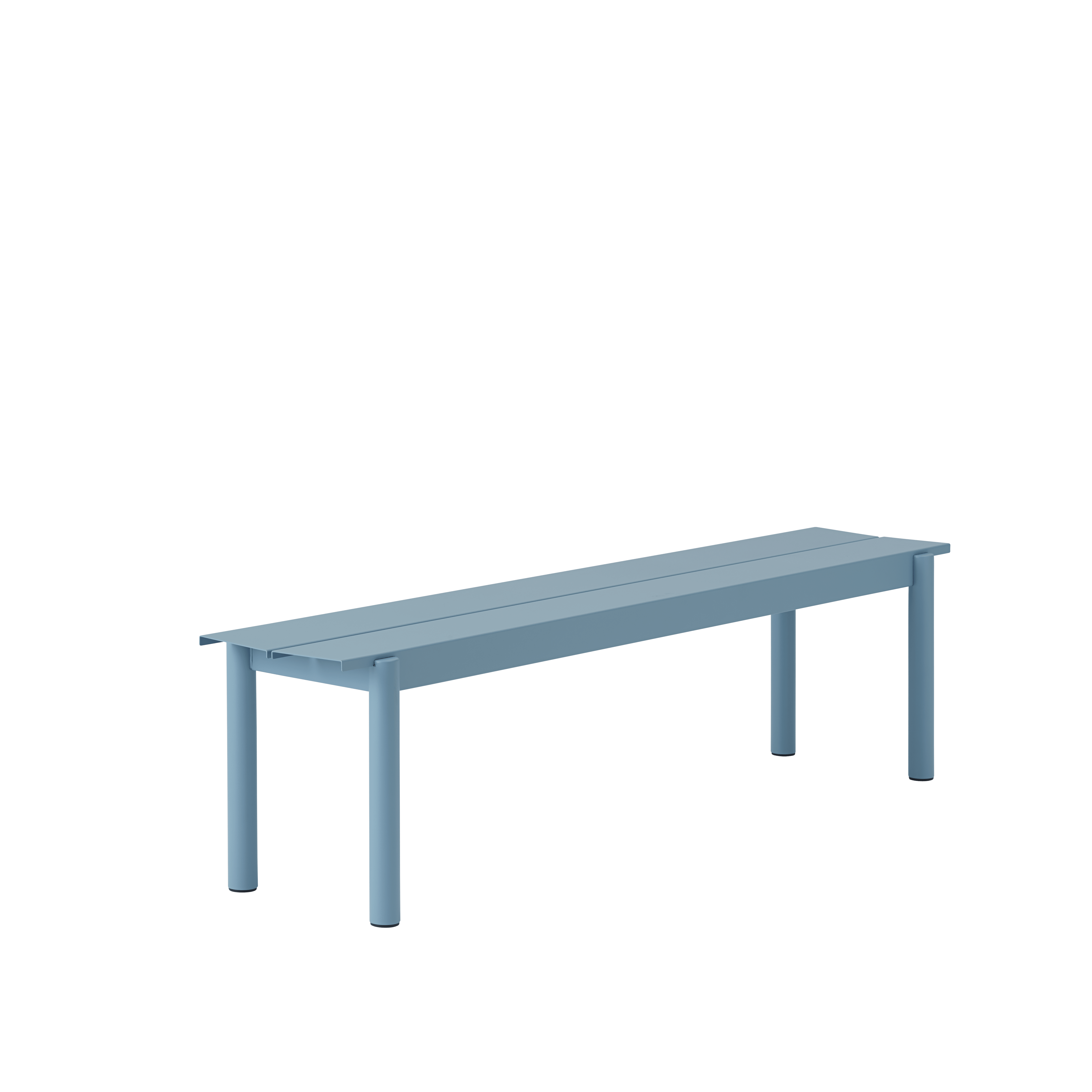 Blaue LINEAR Gartenbank aus Stahl