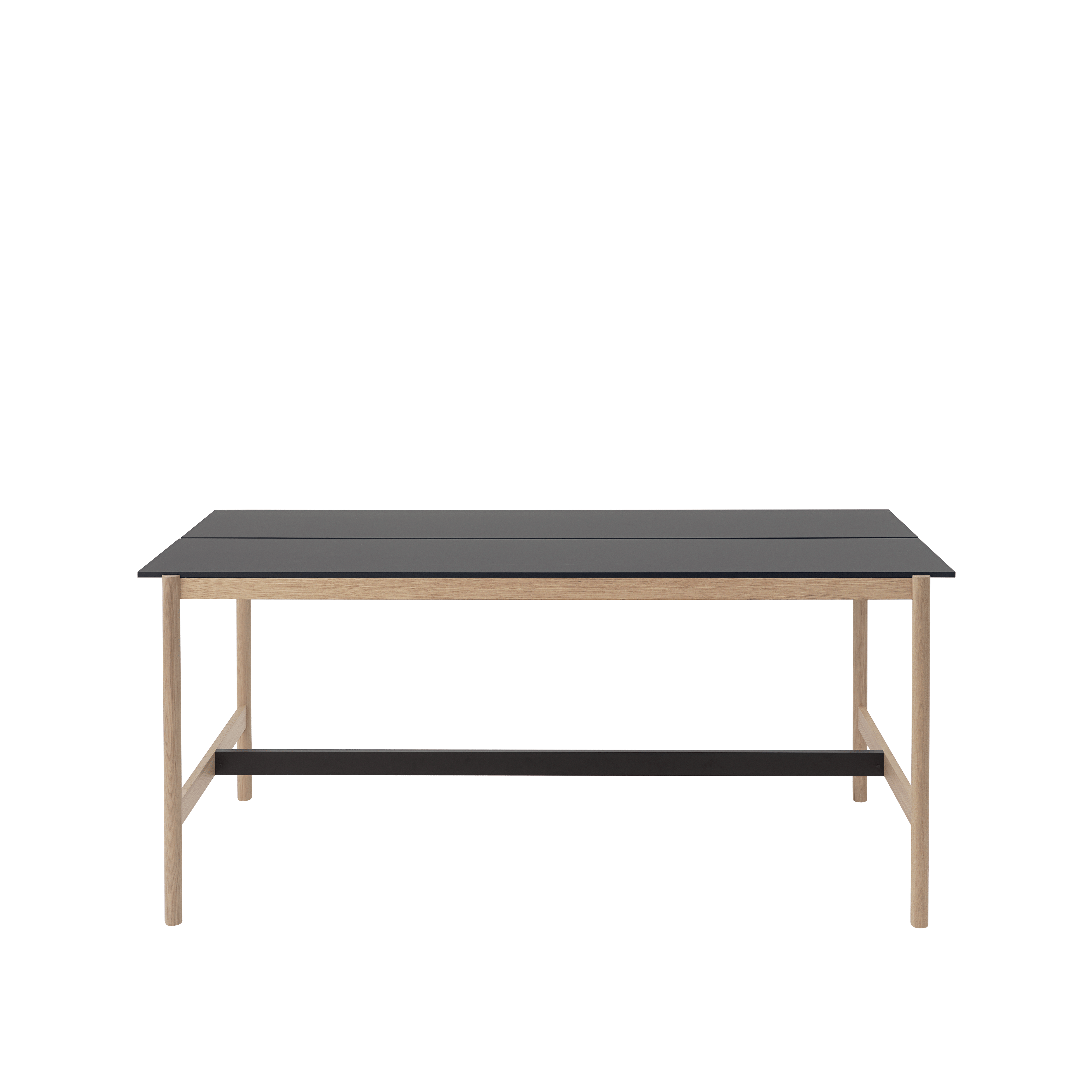 LINEAR SYSTEM HIGH Office Table in Black Nanolaminate with Oak Base