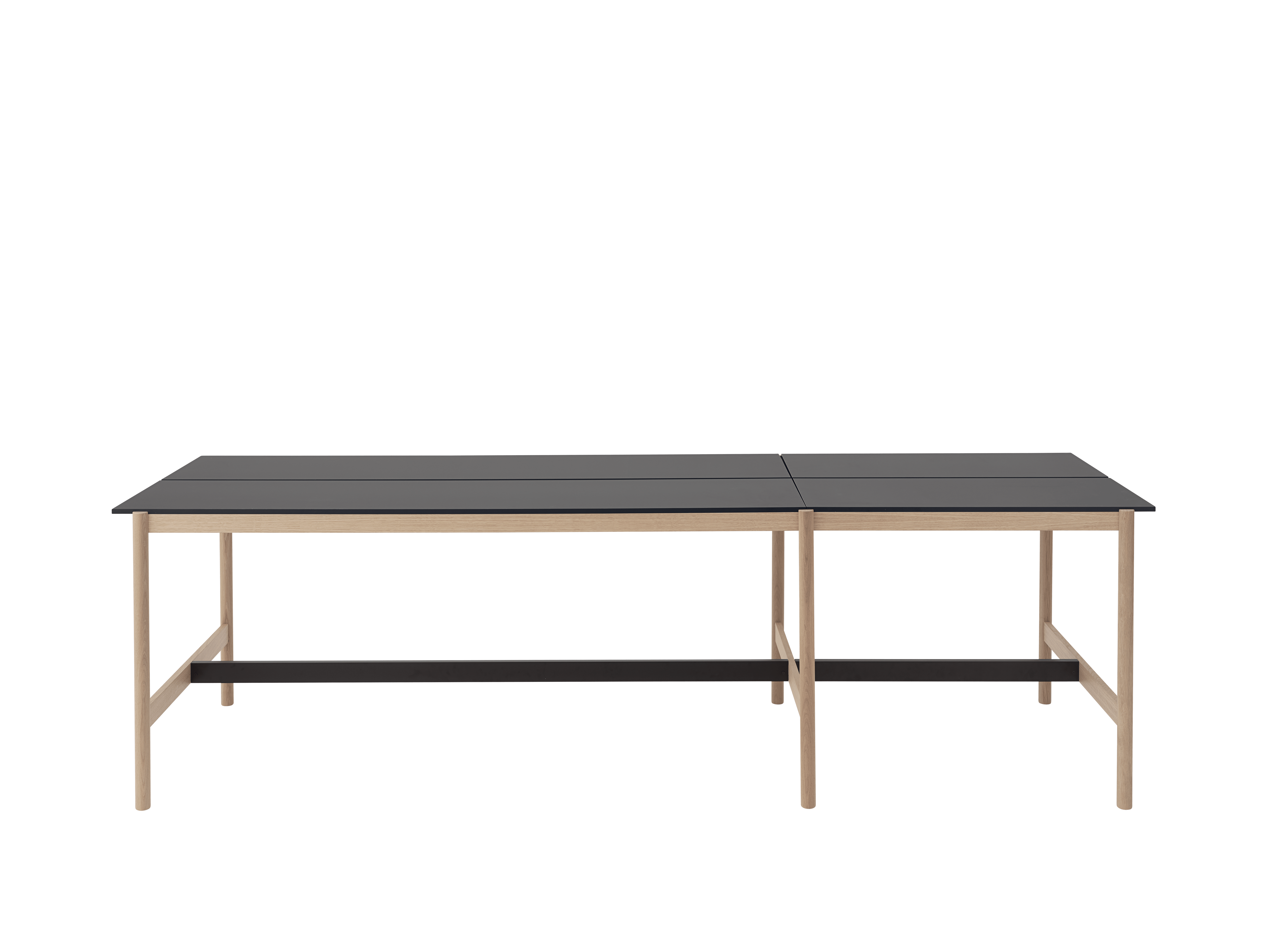 LINEAR SYSTEM HIGH Office Table - CONFIGURATION 1 in black nanolaminate with an oak base