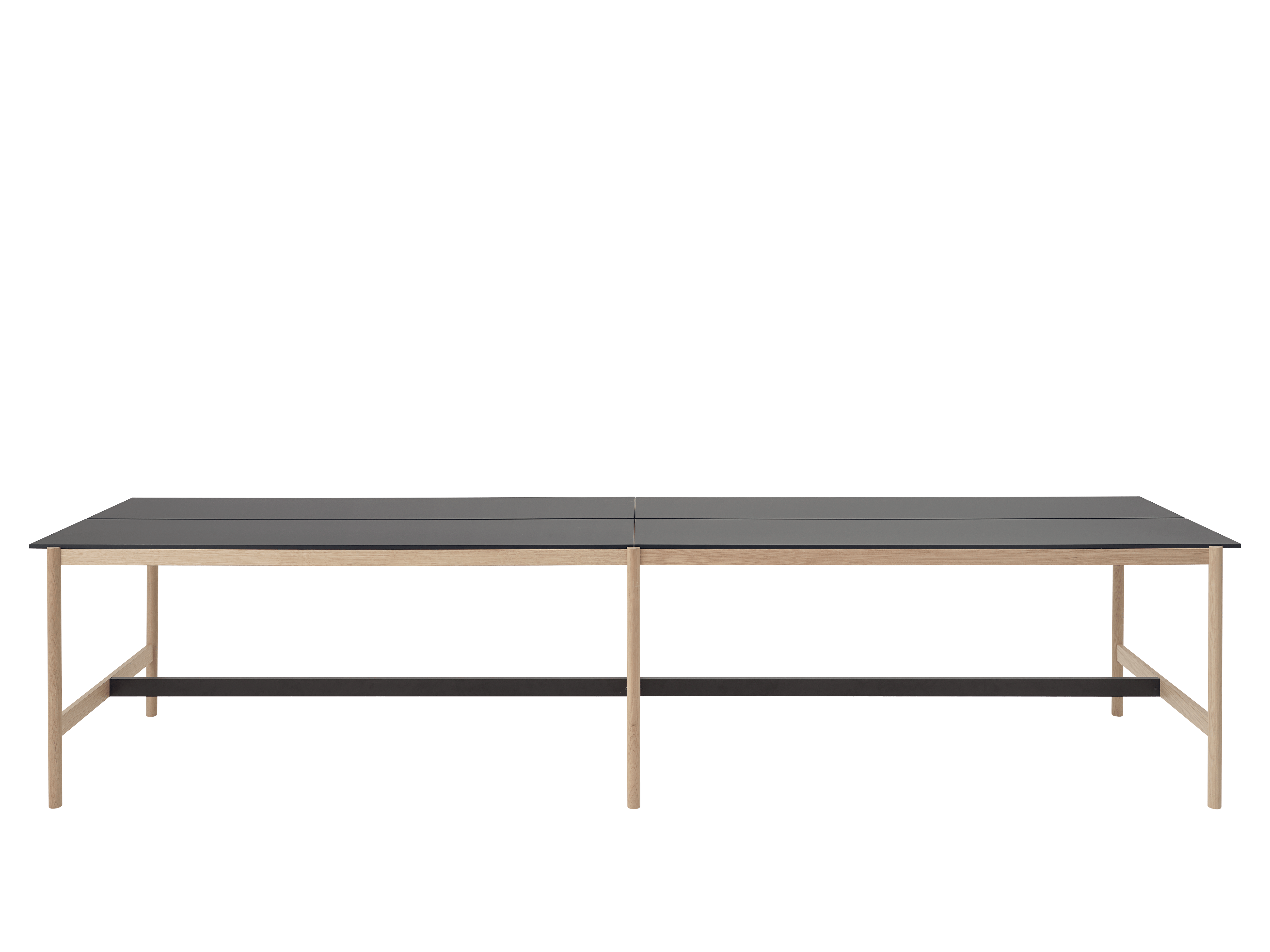 LINEAR SYSTEM HIGH Office Table - CONFIGURATION 2 black nanolaminate with oak base