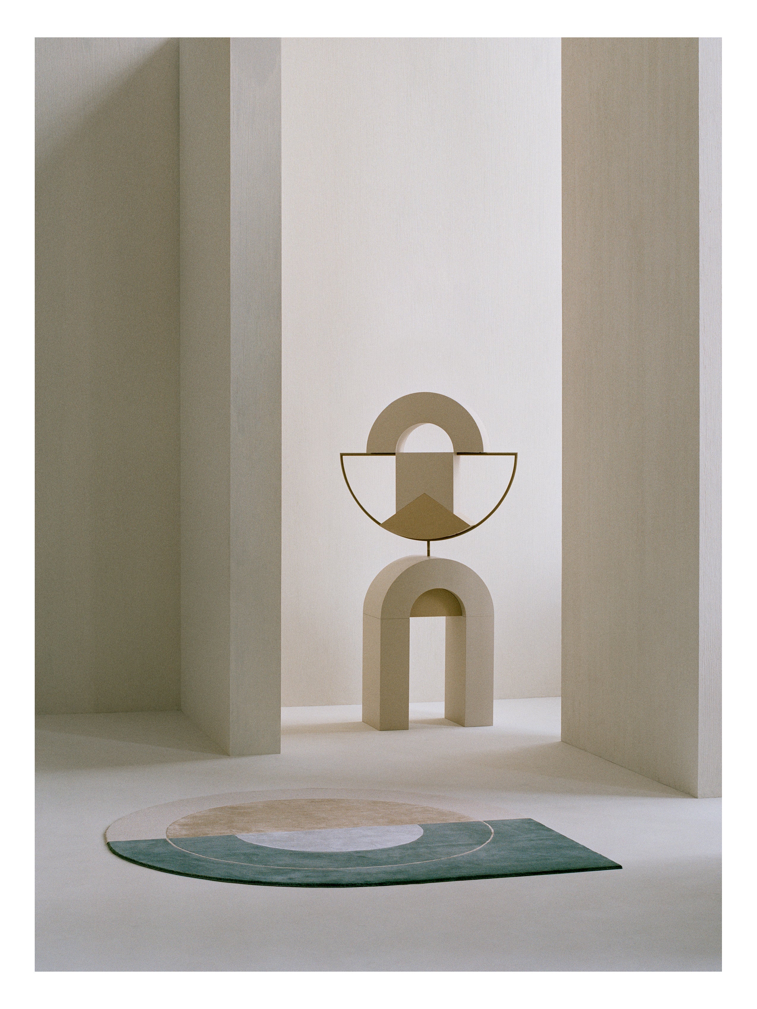 RISING GEMINI Round Rug - COMBI Gray with Beige