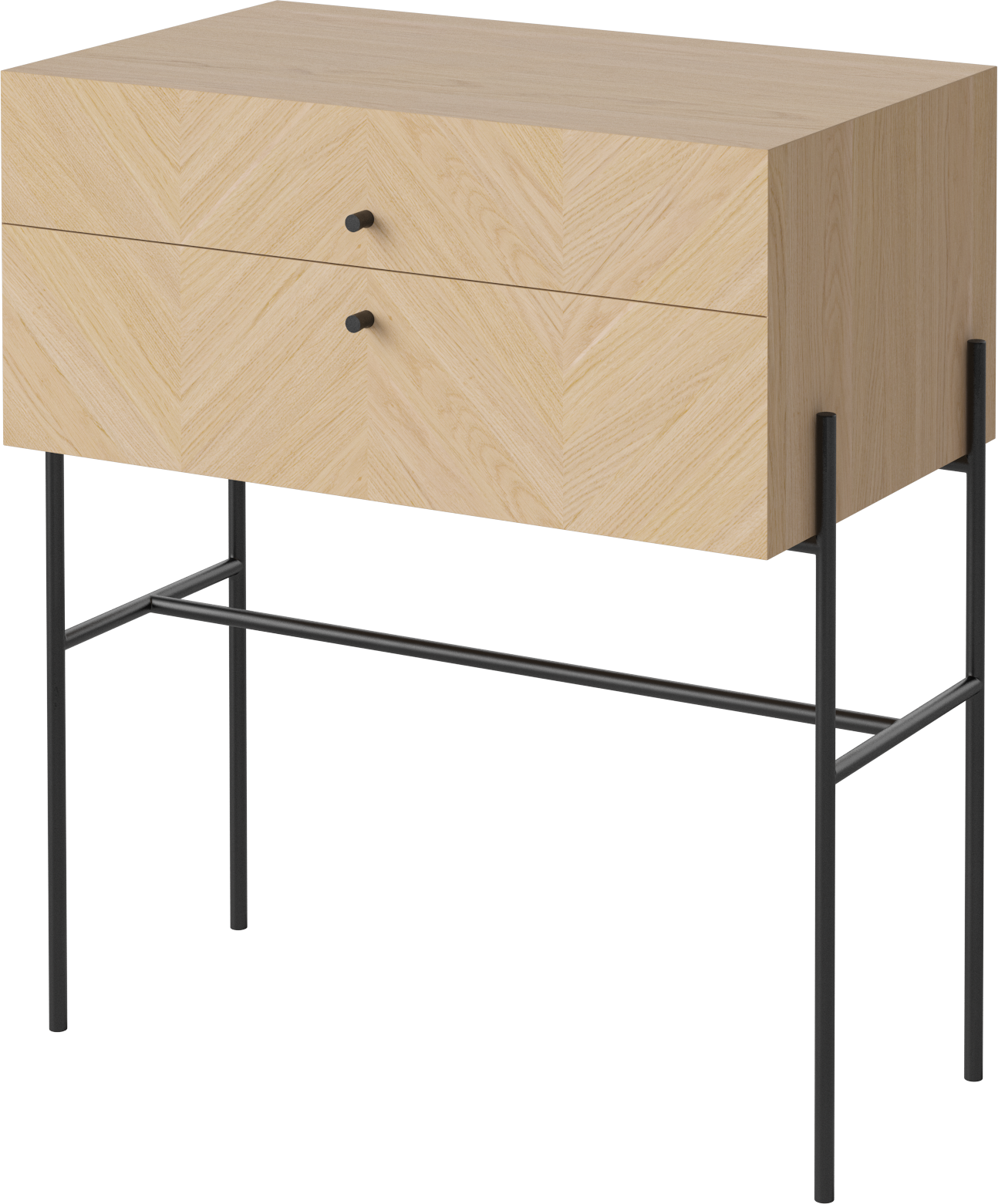 Luxe cabinet bleached oak wood with a black base