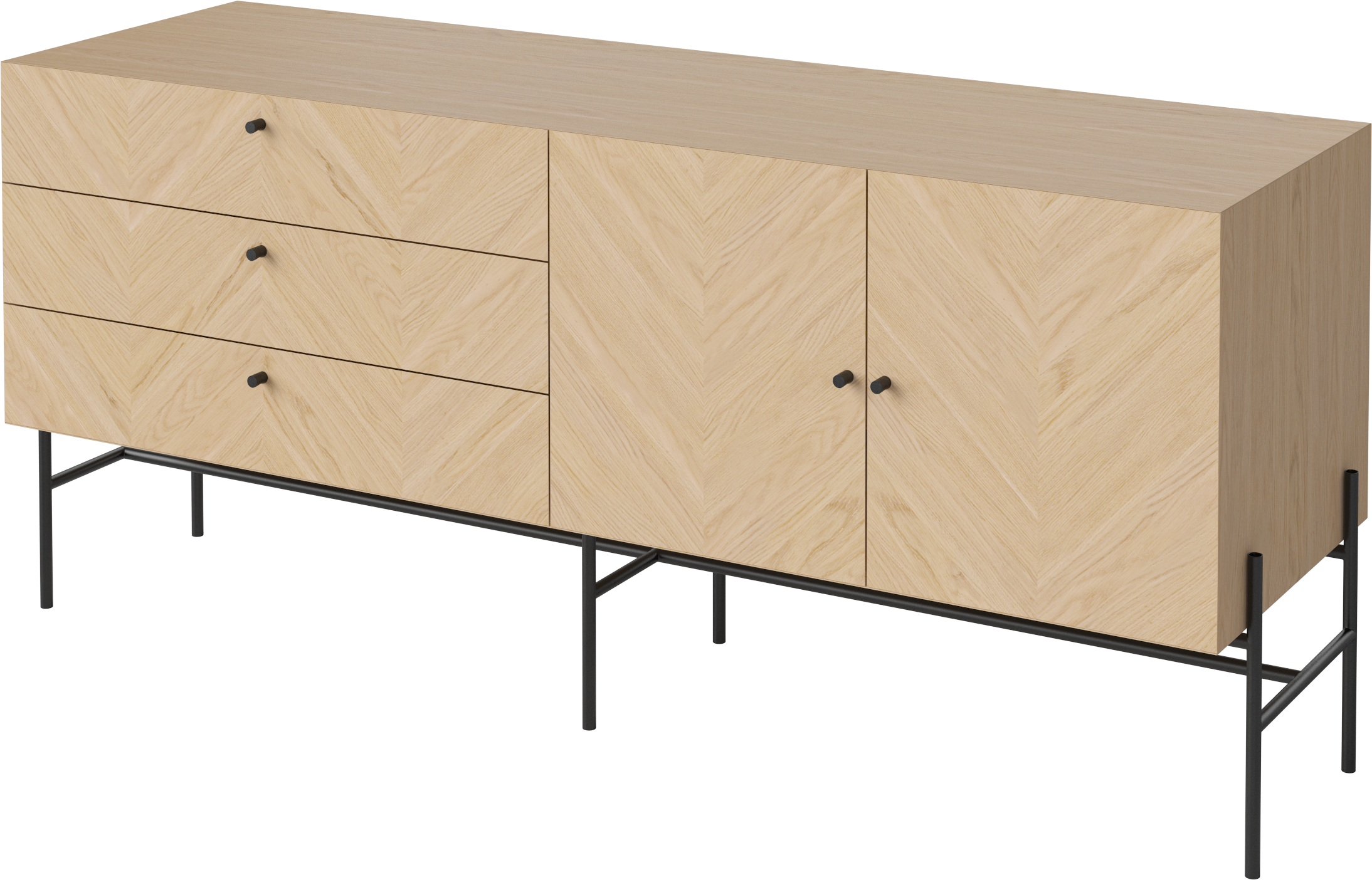 Luxus Sideboard bleichte Eichenholz mit einer schwarzen Basis