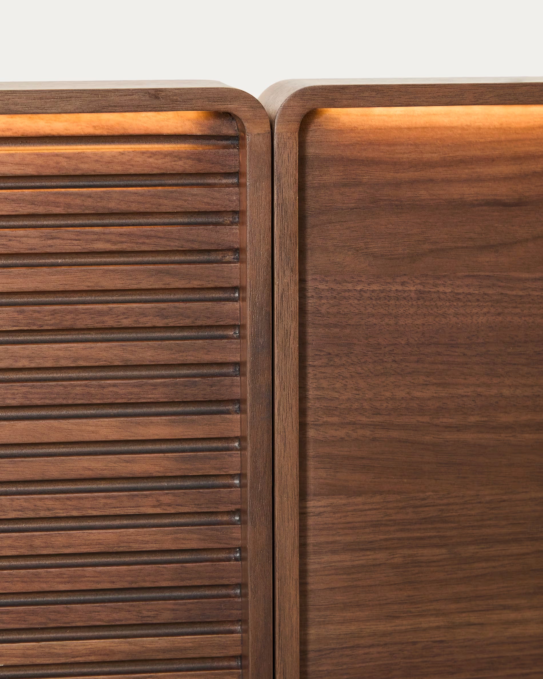 Bett mit Schränken NORLEN dunkelbraun Nussbaumfurnier