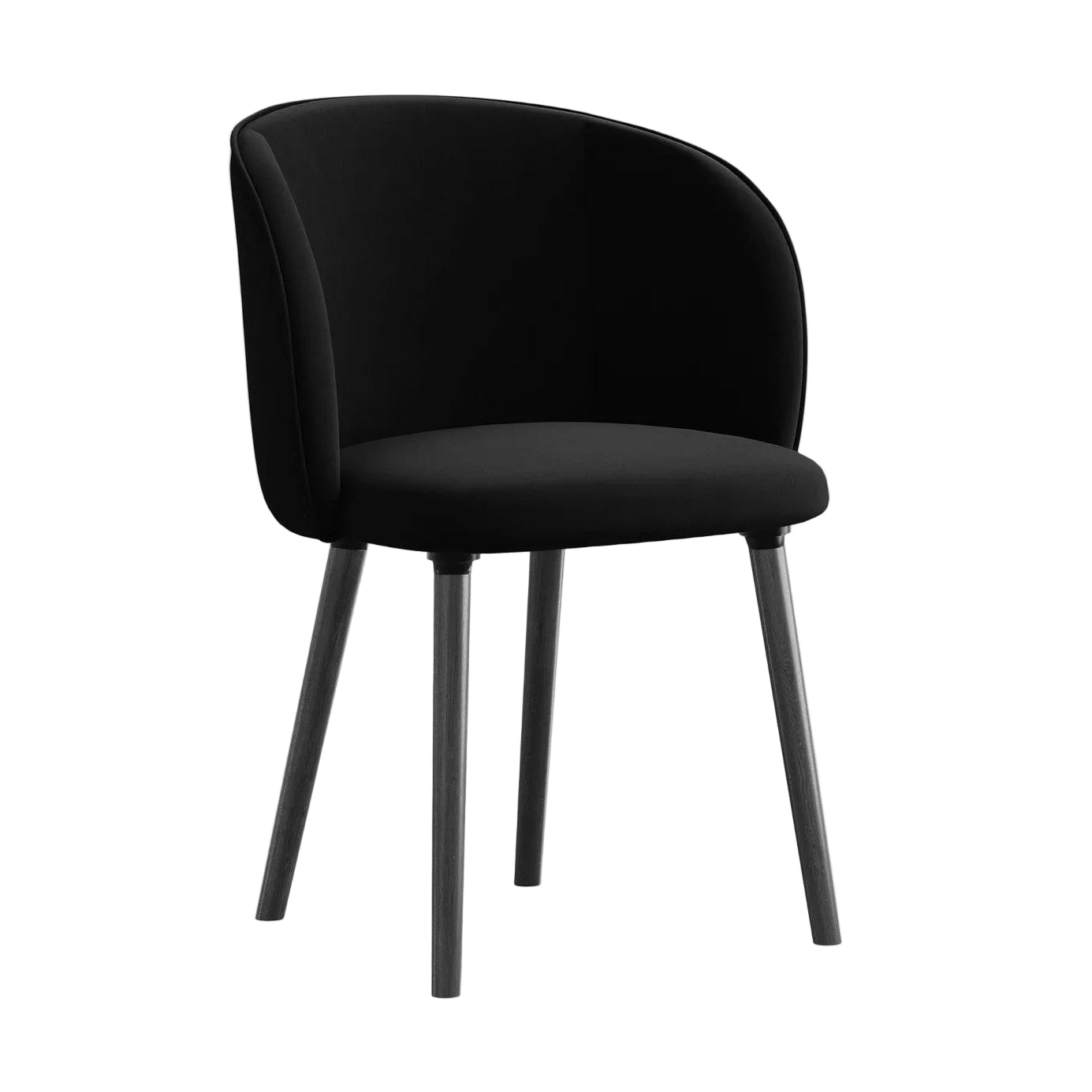 Velvet Chair MAIA Black with Black Oak Base