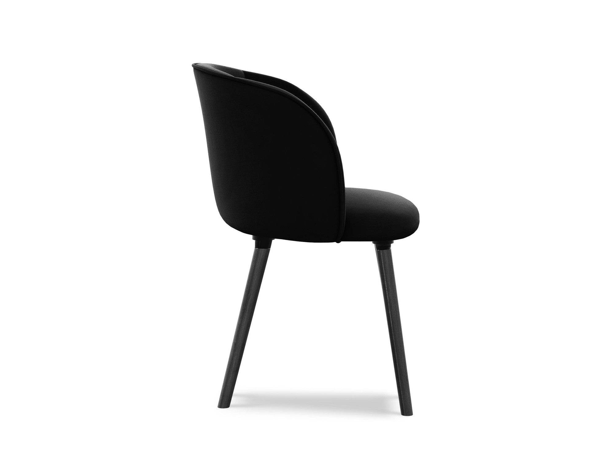Velvet Chair MAIA Black with Black Oak Base