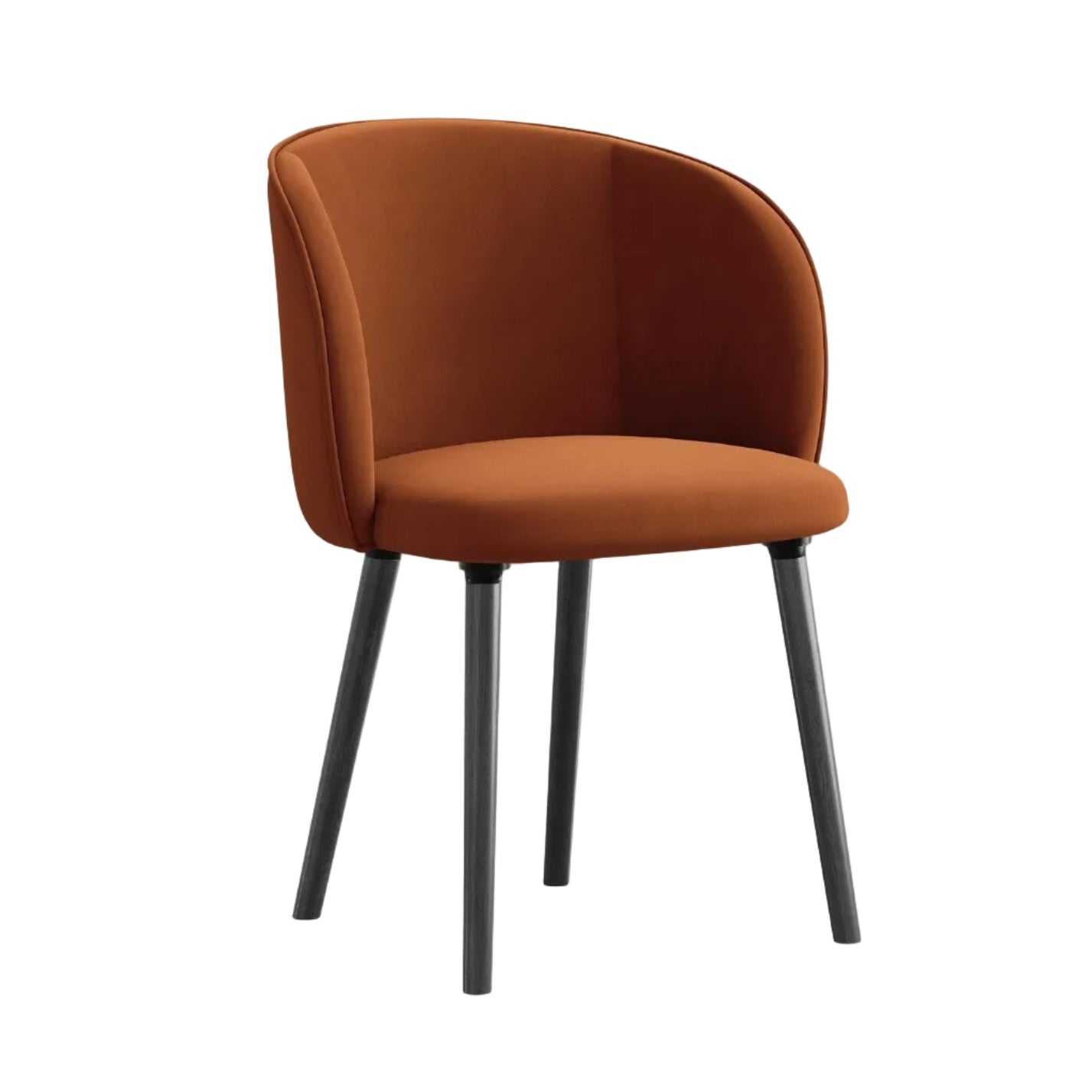 Samtstuhl MAIA Terrakotta mit schwarzem Eichenfuß