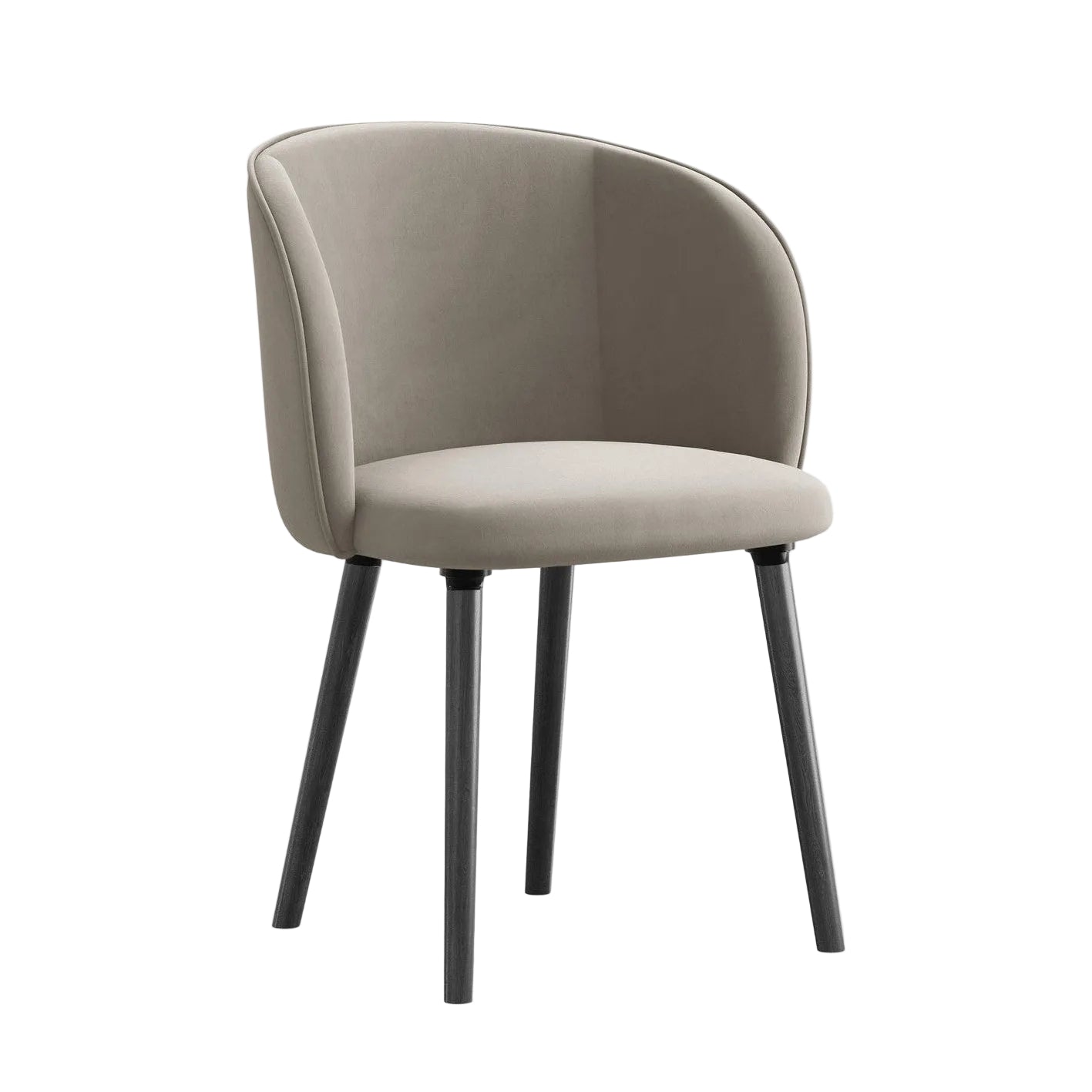 Samtstuhl MAIA taupe mit schwarzem Eichenfuß