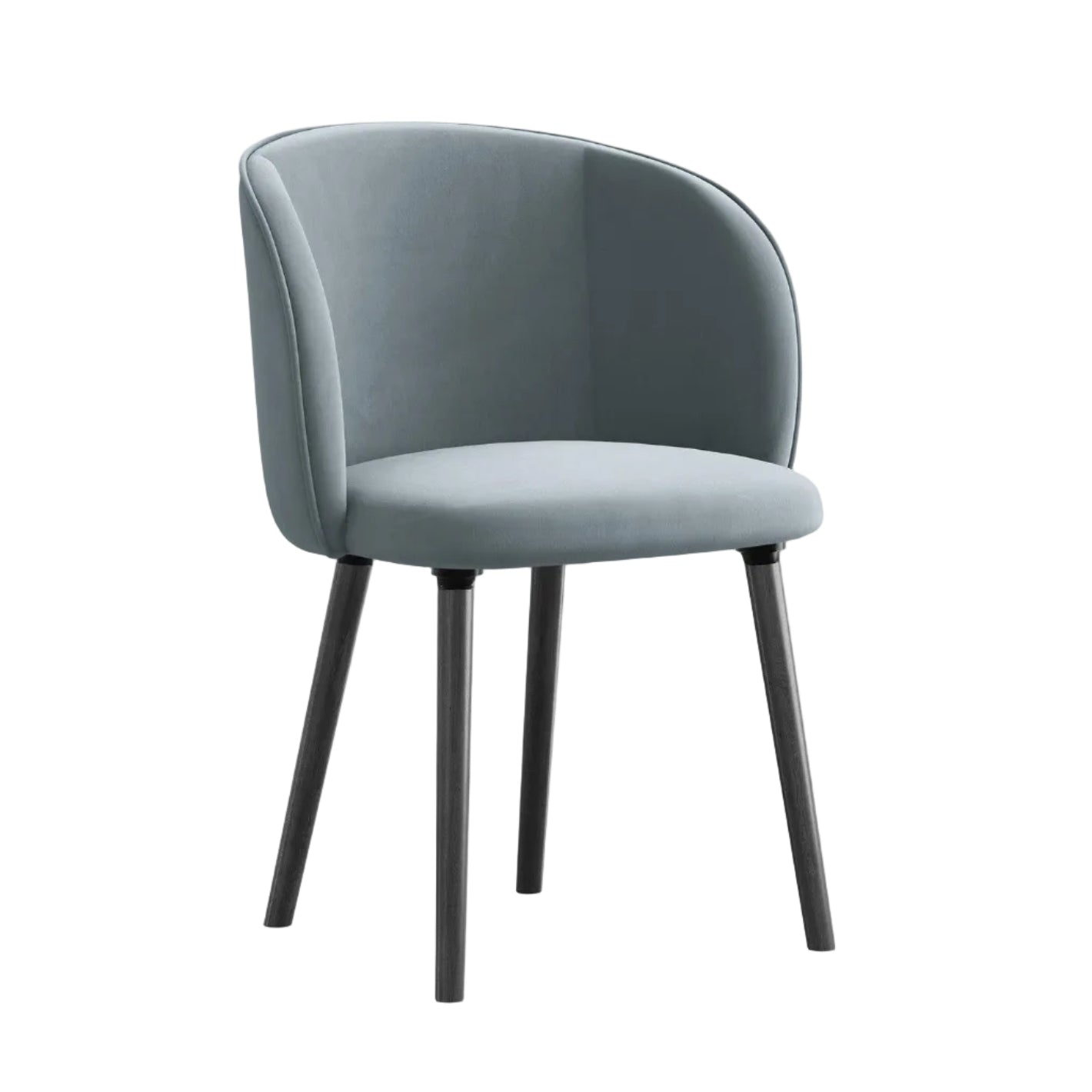 Velvet Chair MAIA Light Blue with Black Oak Base