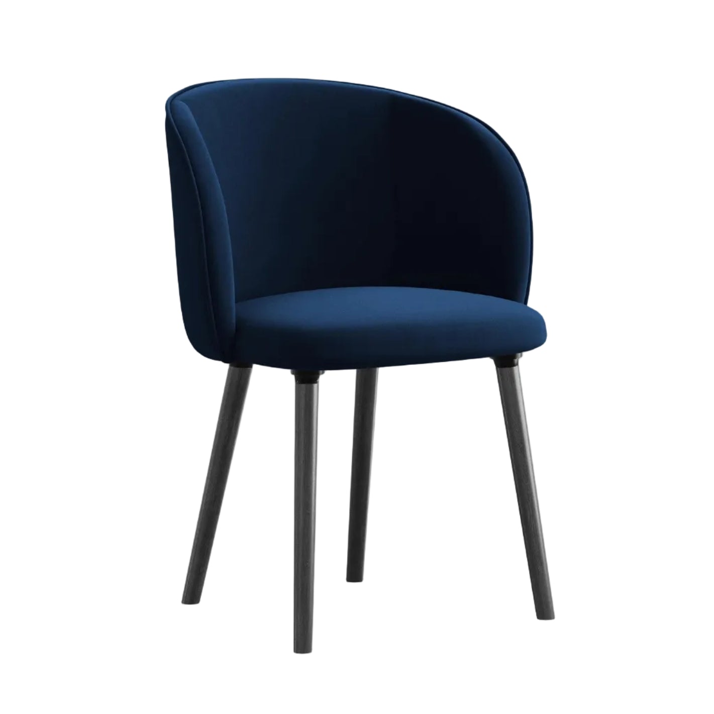 Samtstuhl MAIA in königsblau mit schwarzem Eichenfuß