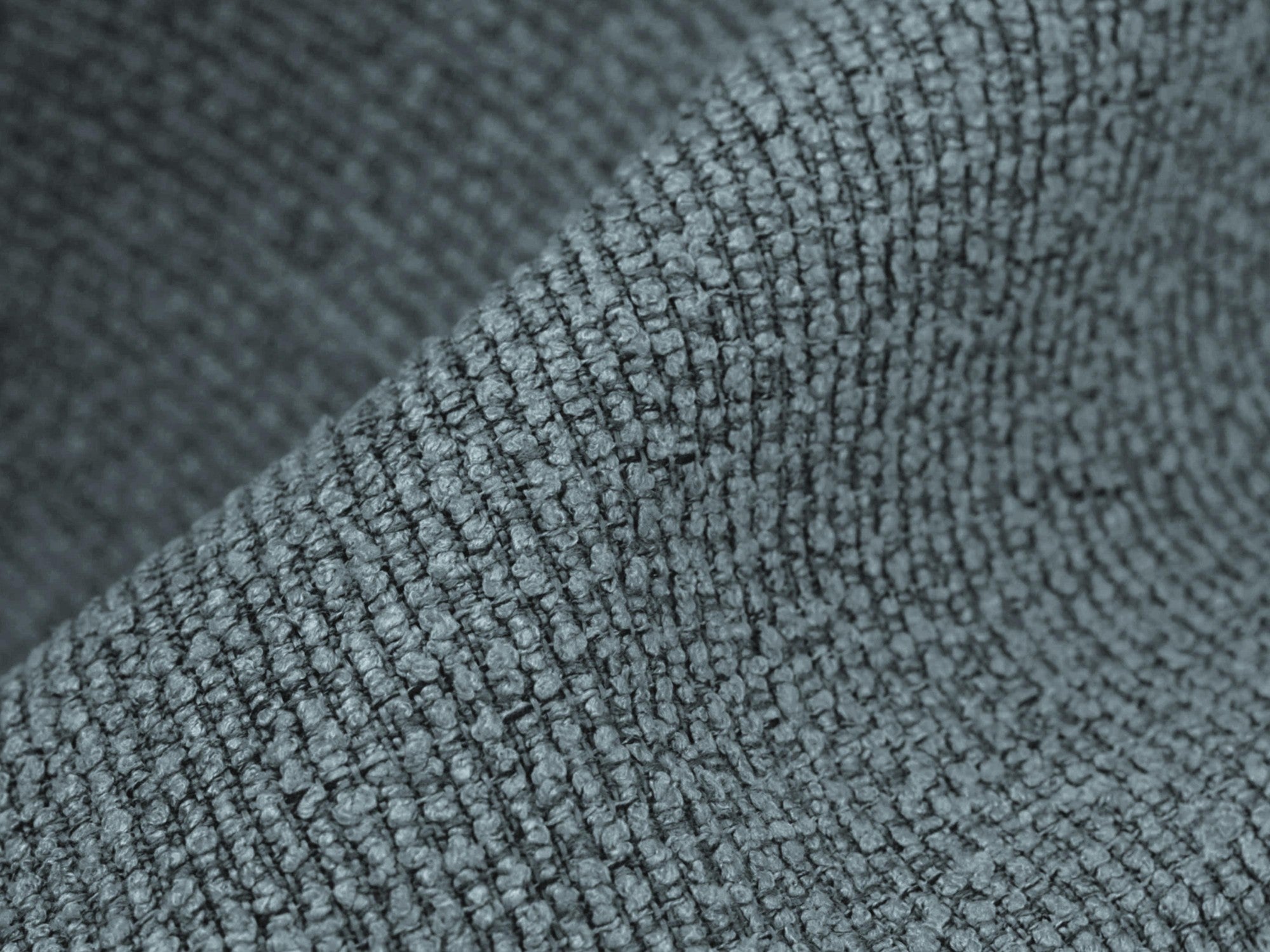 Stuhl MAIA jeansblau Boucle mit schwarzem Eichenfuß