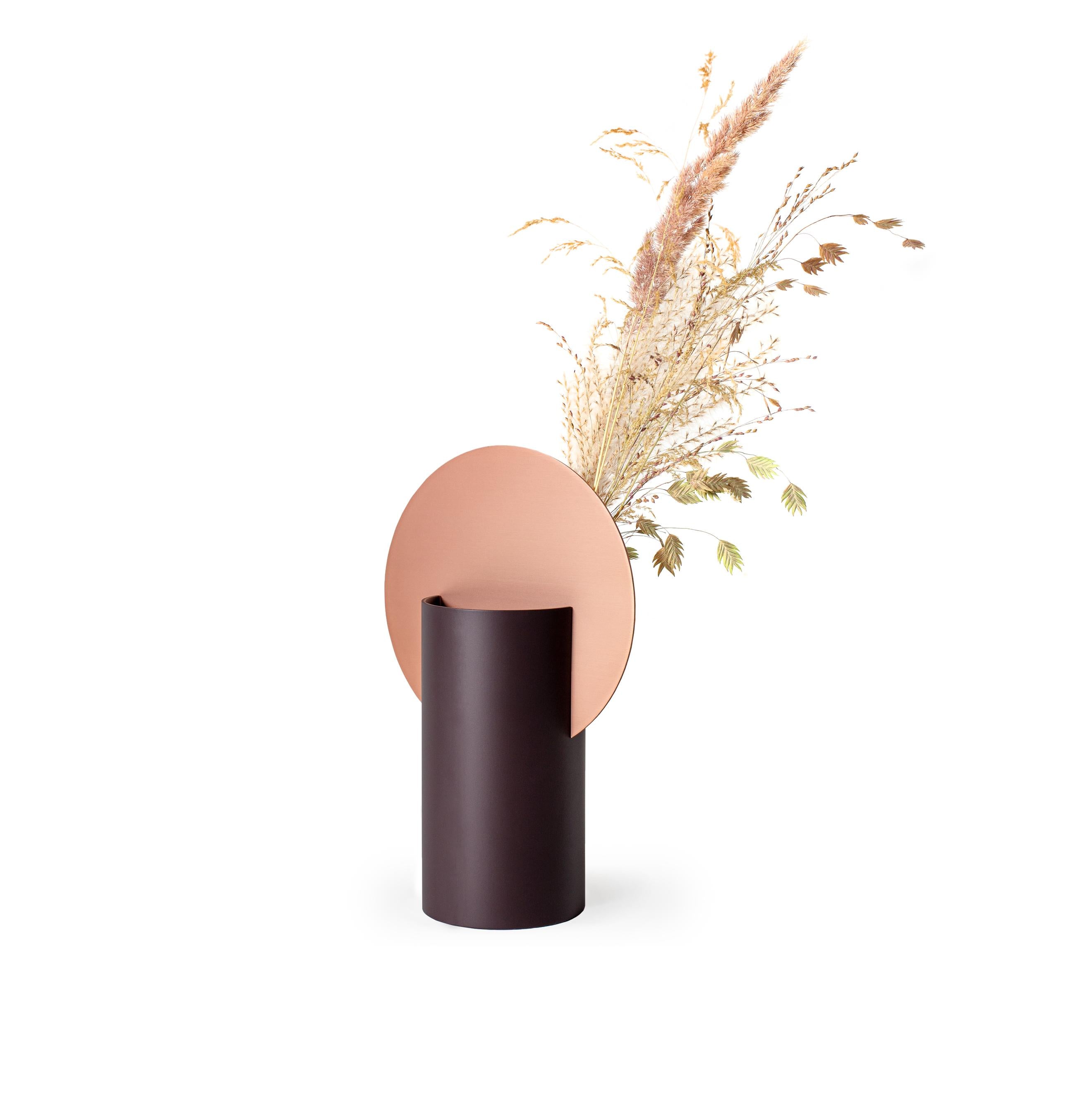 Vase MALEVICH bordeaux mit Kupfer