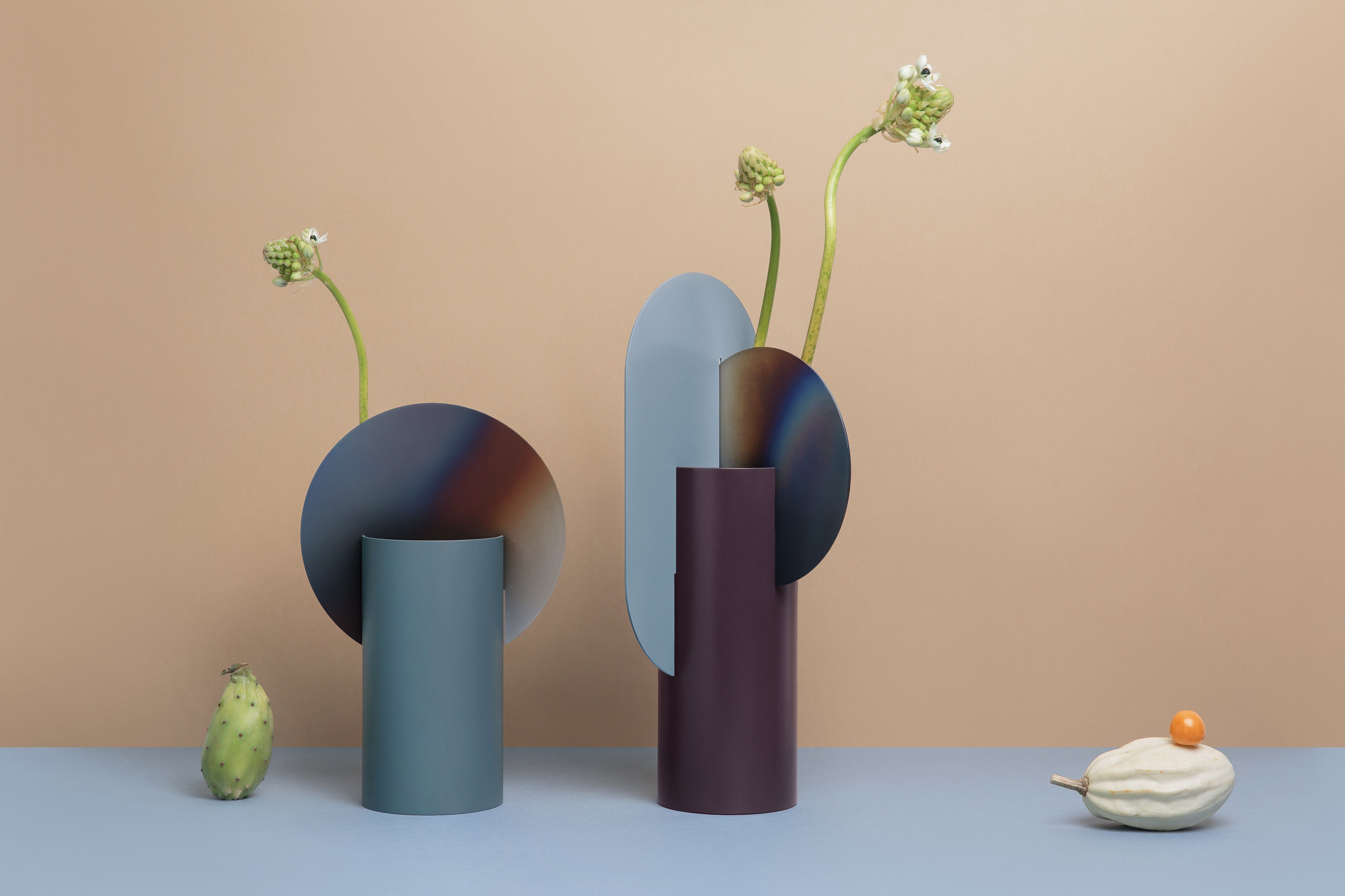 YERMILOV Vase - NUMBERED EDITION burgundy with blue and burnt steel