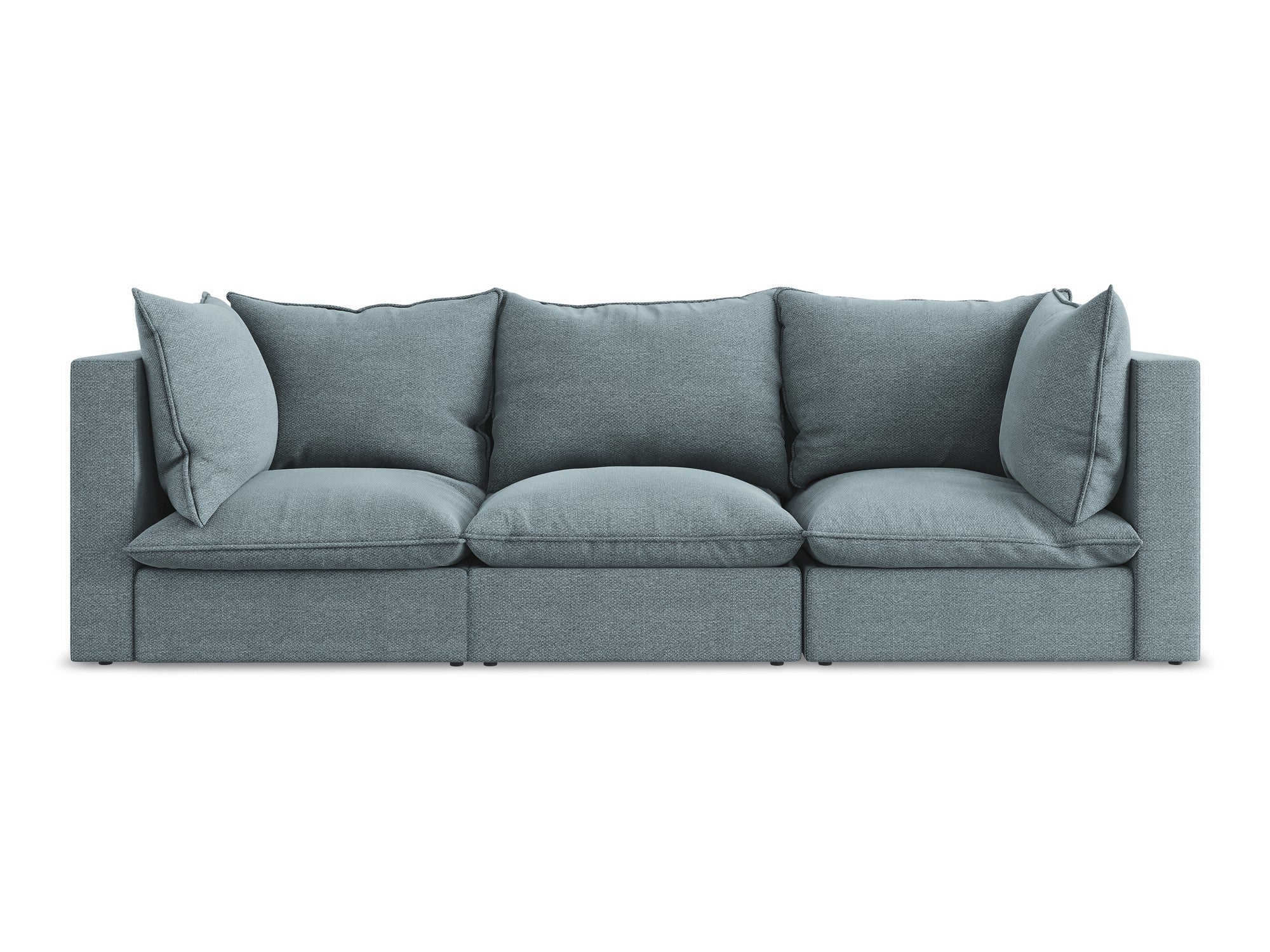 3-Seater Sofa MANAO Denim Blue Boucle