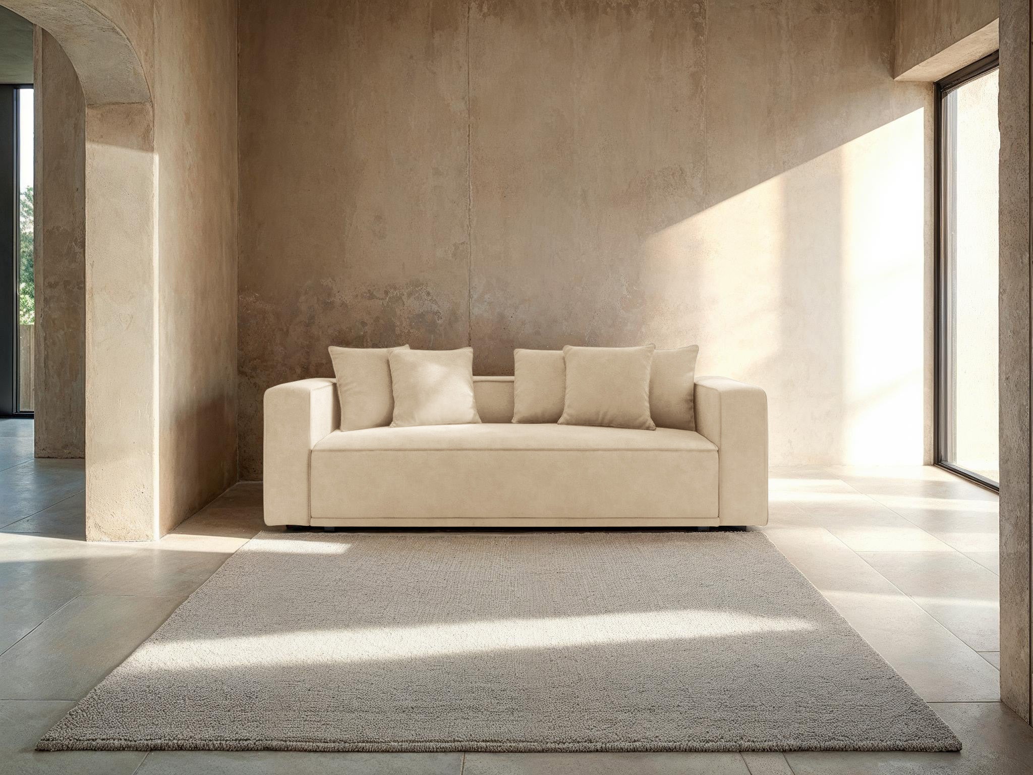 Sofa aus Samt mit Schlaf-Funktion RIBES hellbeige