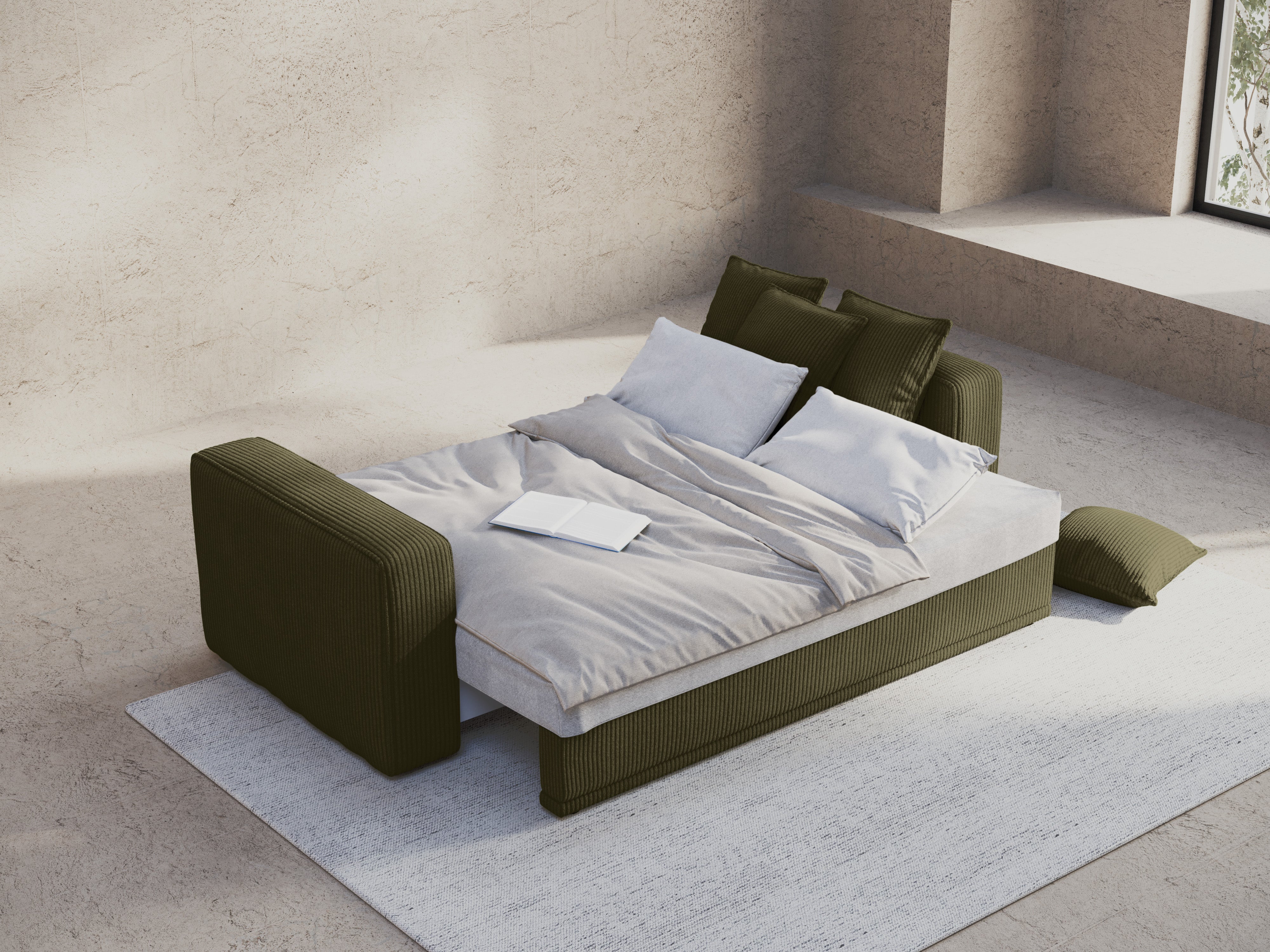 Sofa mit Schlaffunktion RIBES grün Cord