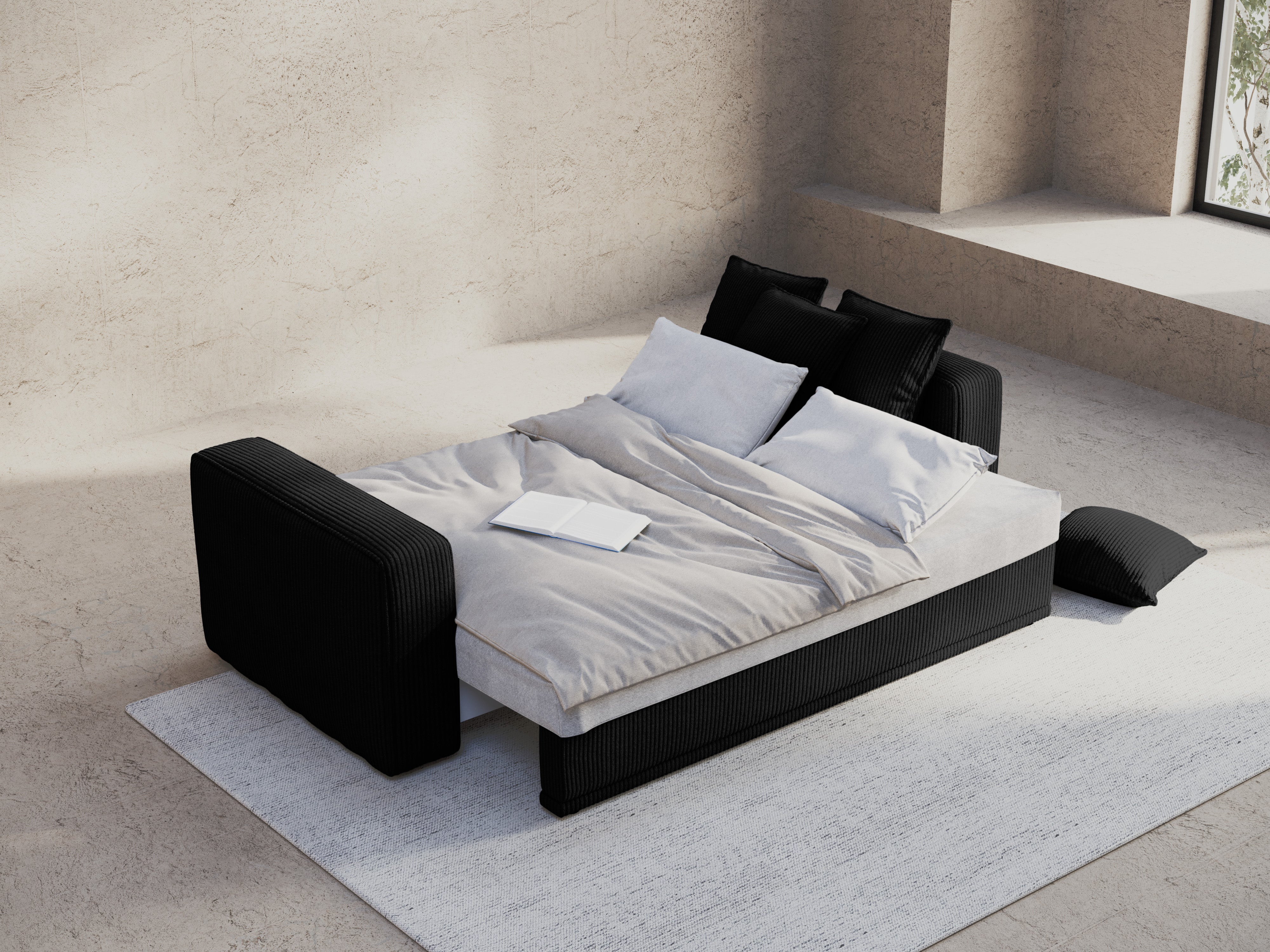 Sofa mit Schlaf-Funktion RIBES schwarzes Cord