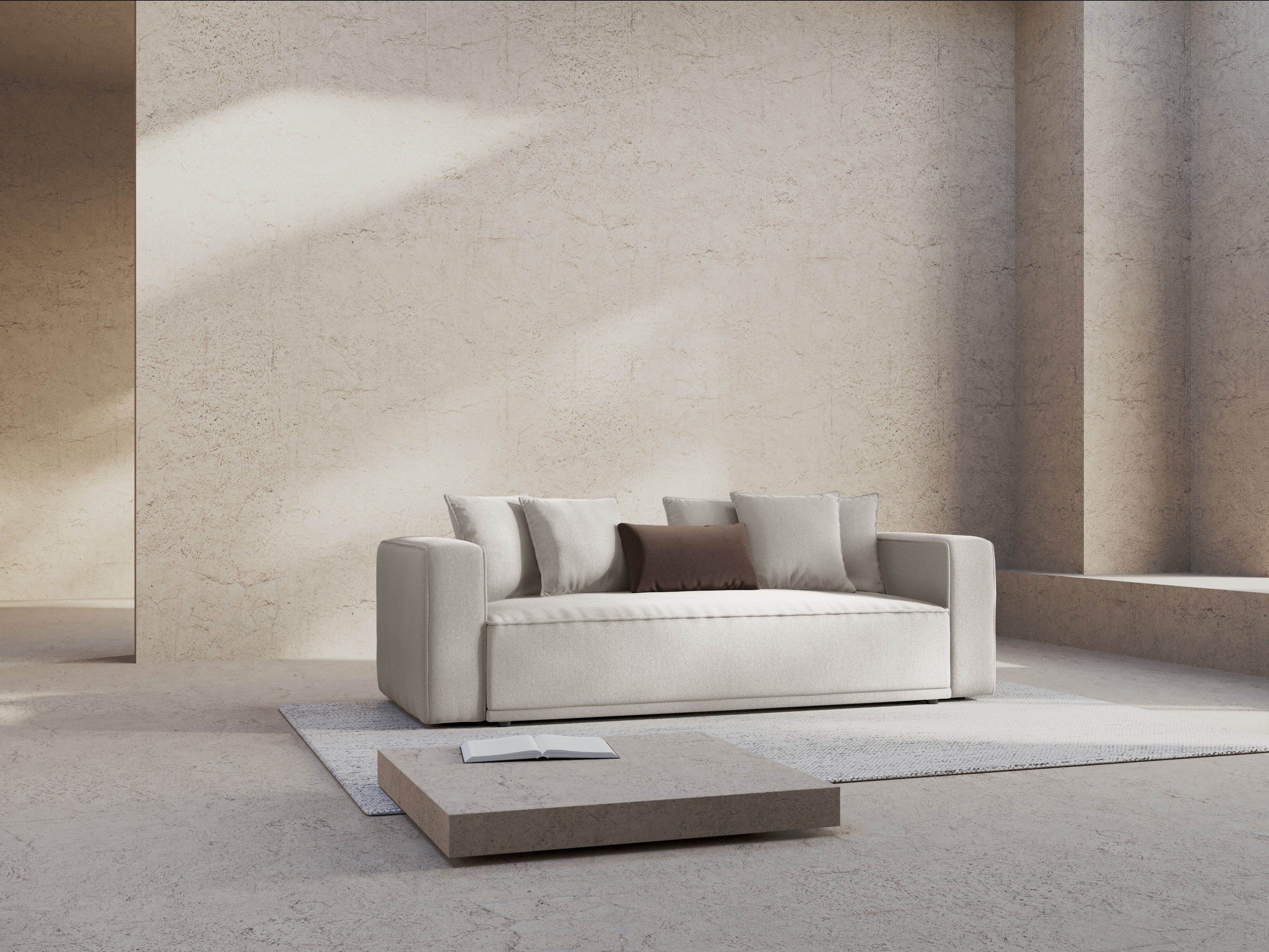 RIBES Silver Chenille Sofa with Sleeping Function