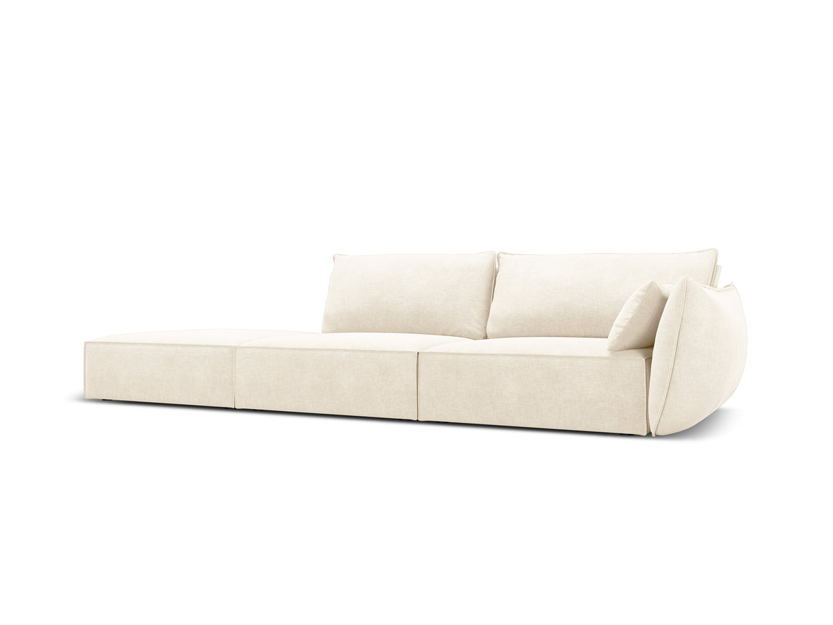 Sofa im Schneckenstoff gelassen -offen geöffneter helles Beige Vanda