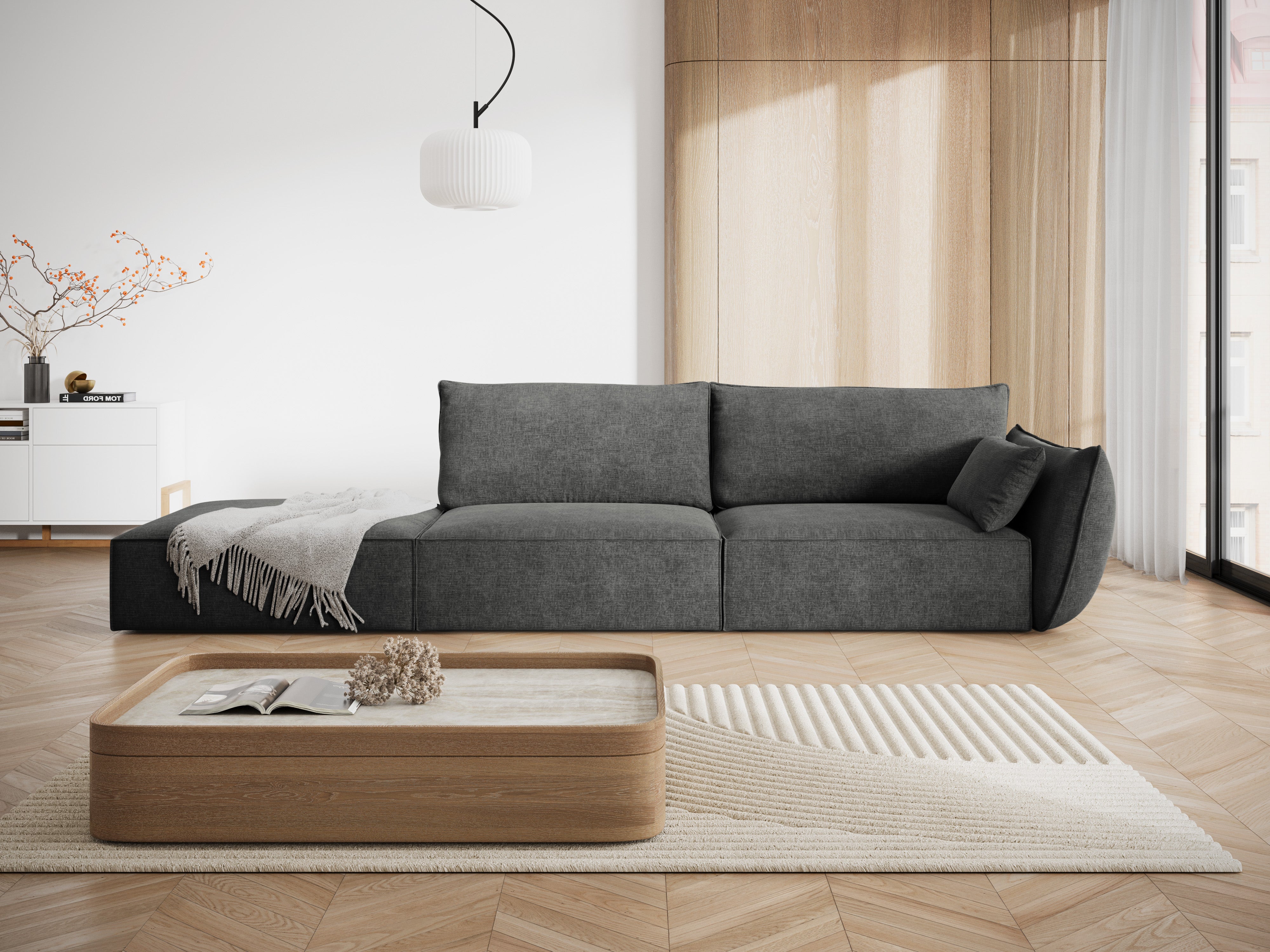 Sofa im Sofa -Stoff gelassen -offen offenes Vanda dunkelgrau