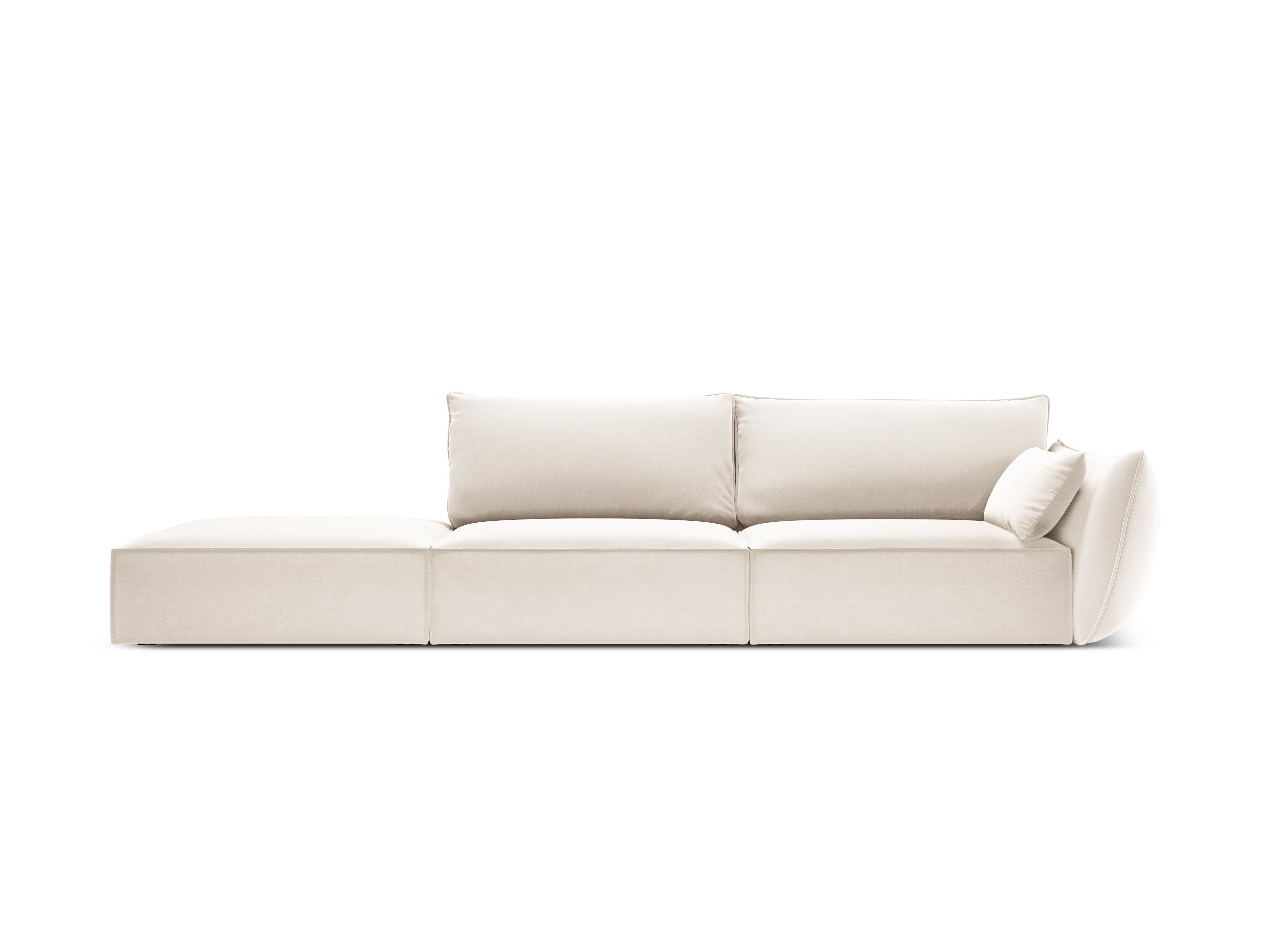 Links -Seiten -Samtsofa offener Vanda Beige