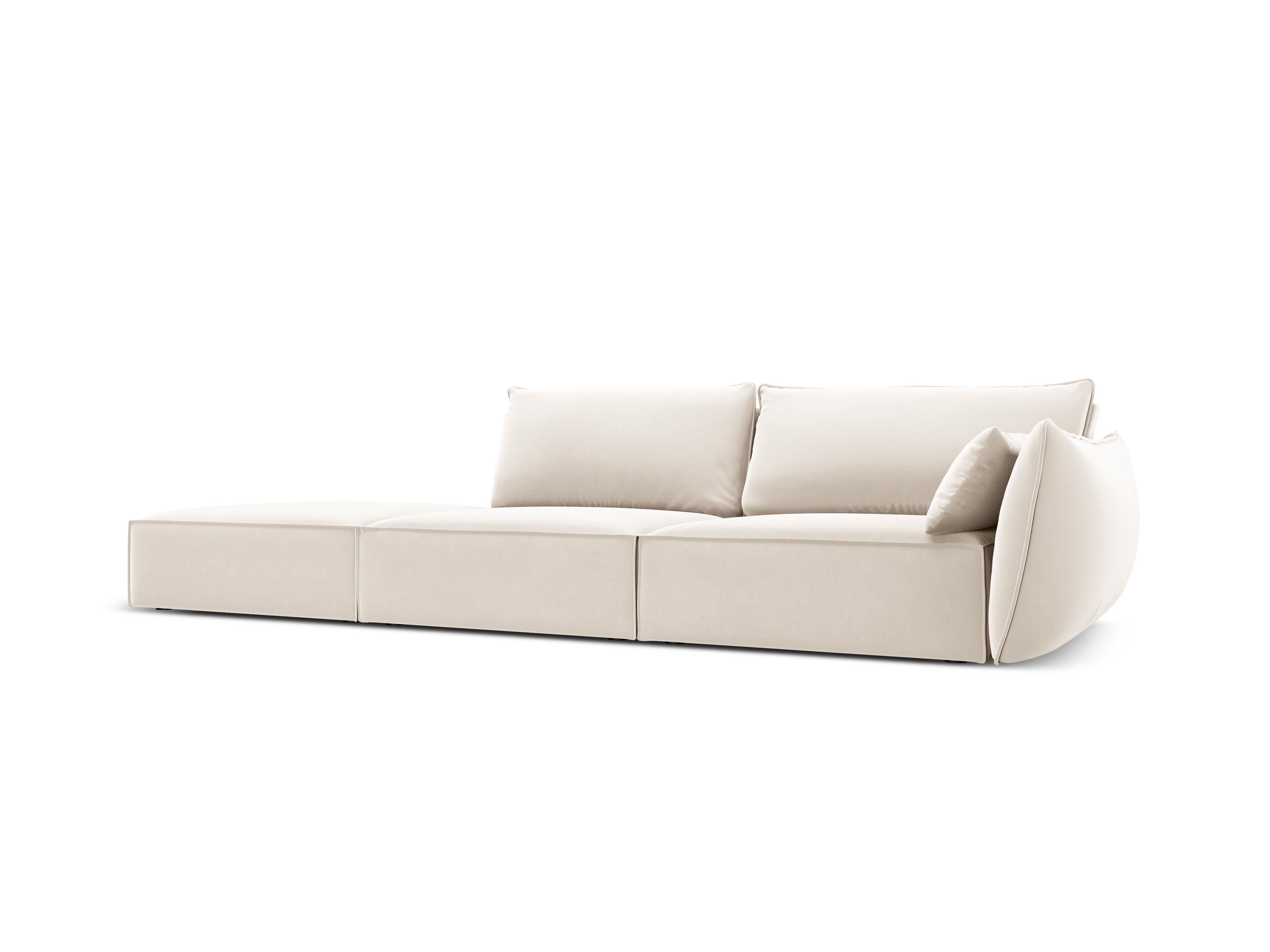 Links -Seiten -Samtsofa offener Vanda Beige