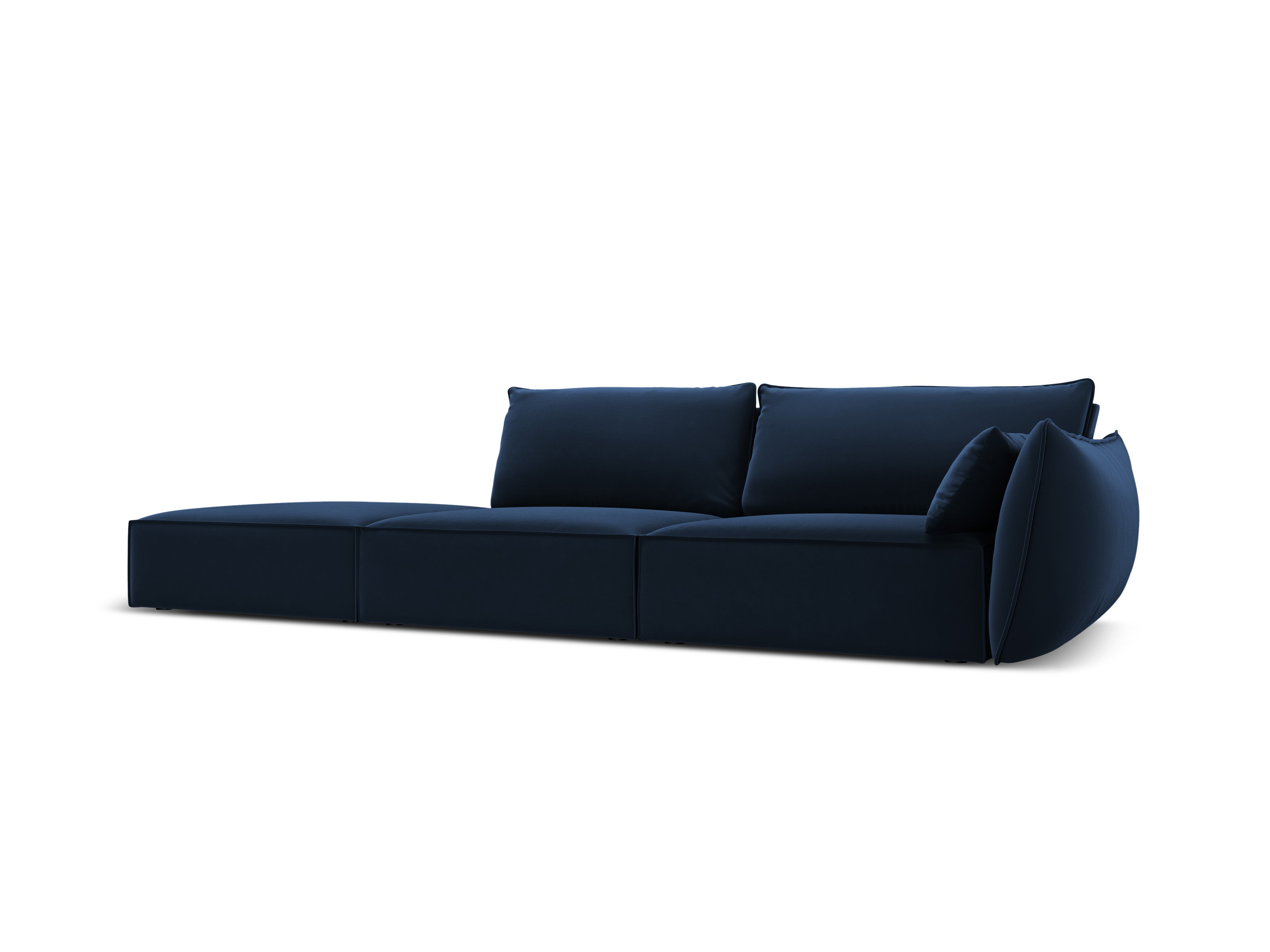 Links -Seiten -Samtsofa Open Vanda Marine Blau