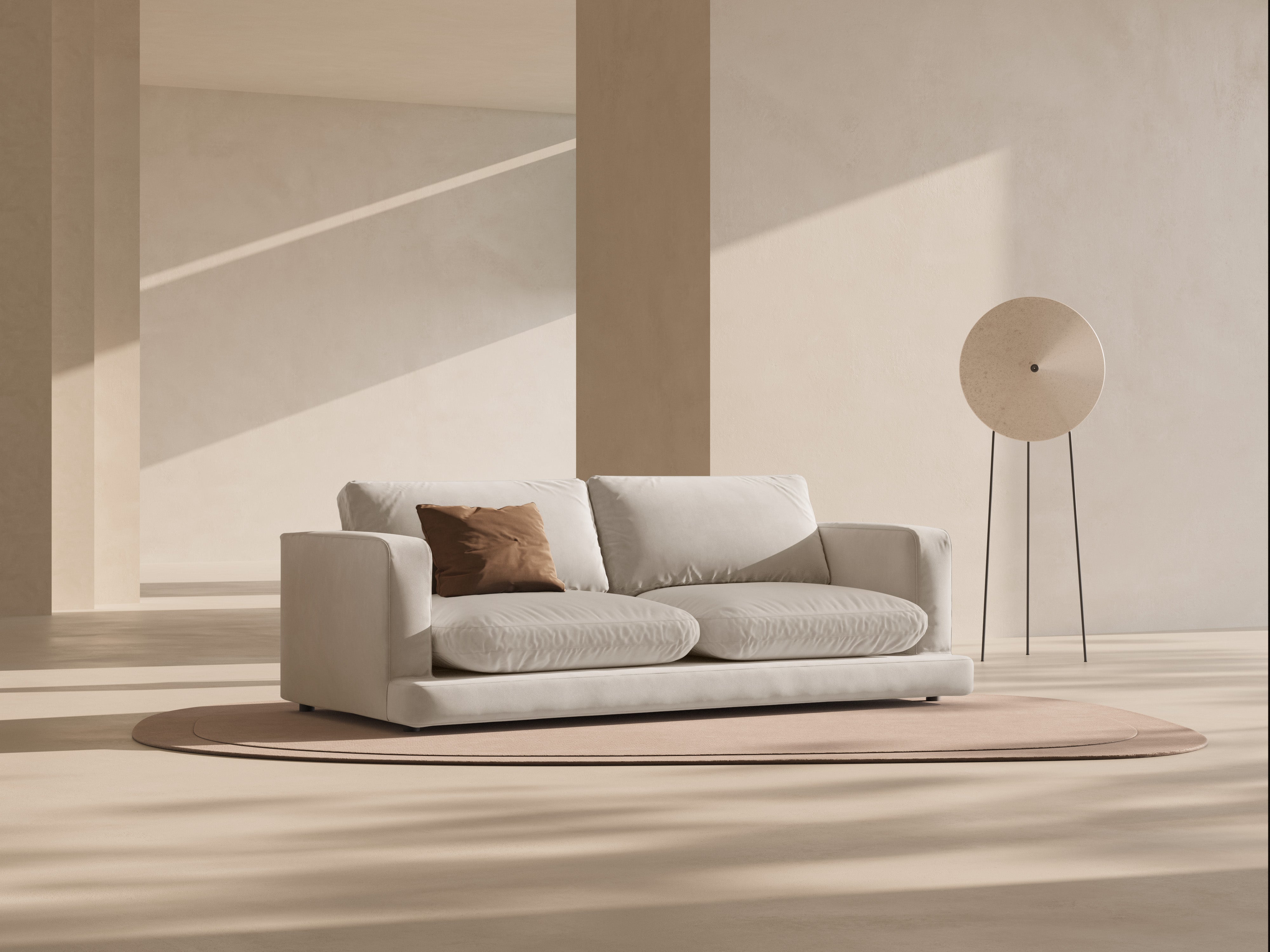 Sofa aus Samt 3-sitzig DAPHNE hellbeige