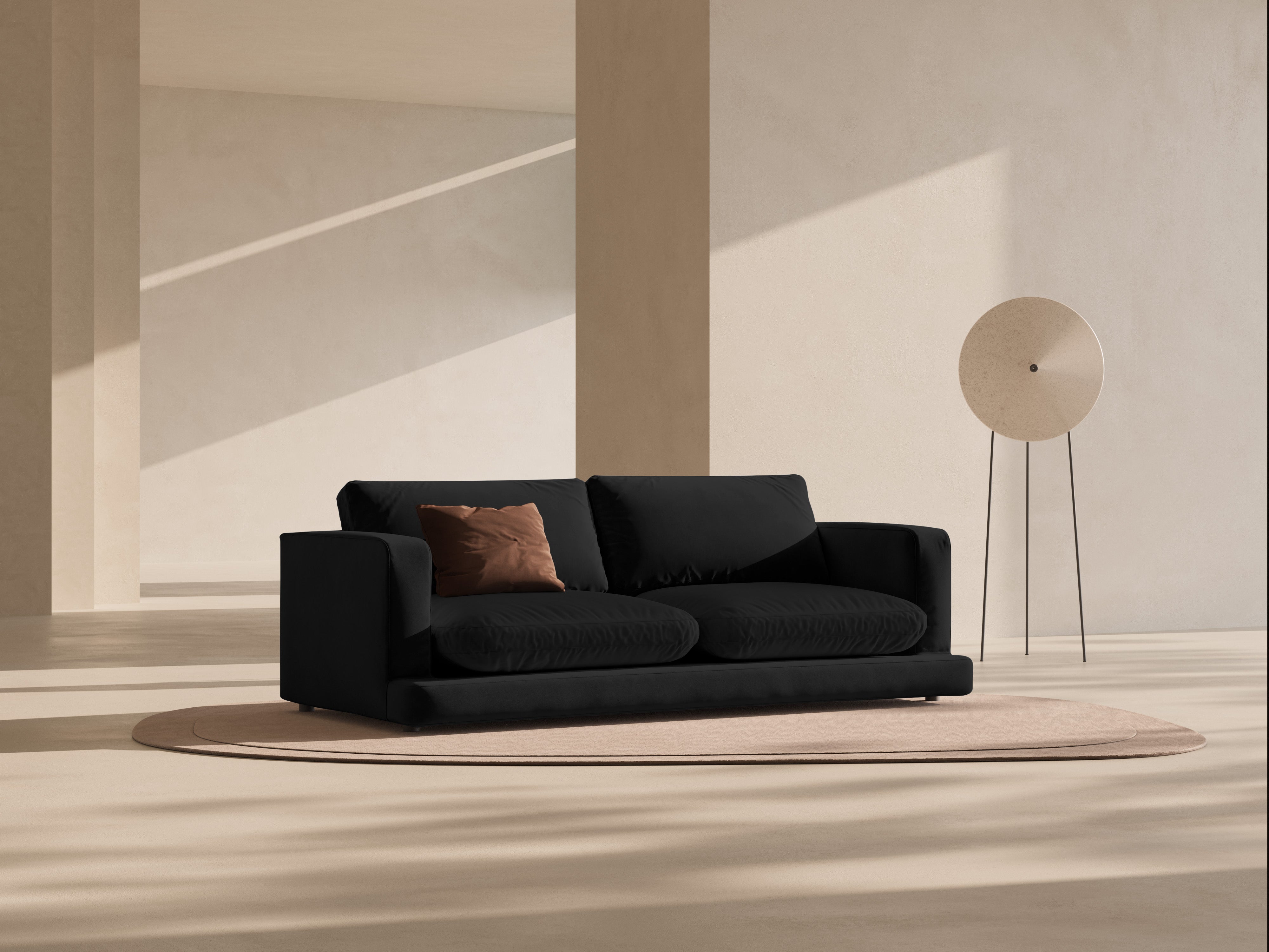 Velvet 3-Seater Sofa DAPHNE Black